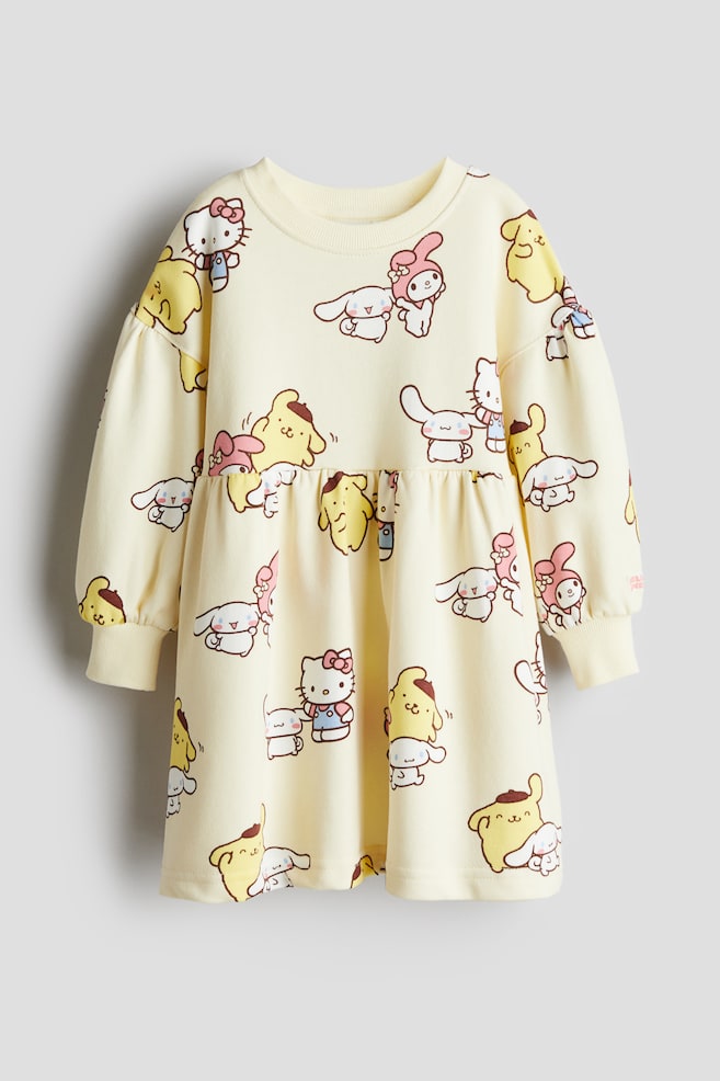 Patterned sweatshirt dress - Light yellow/Pompompurin - 1