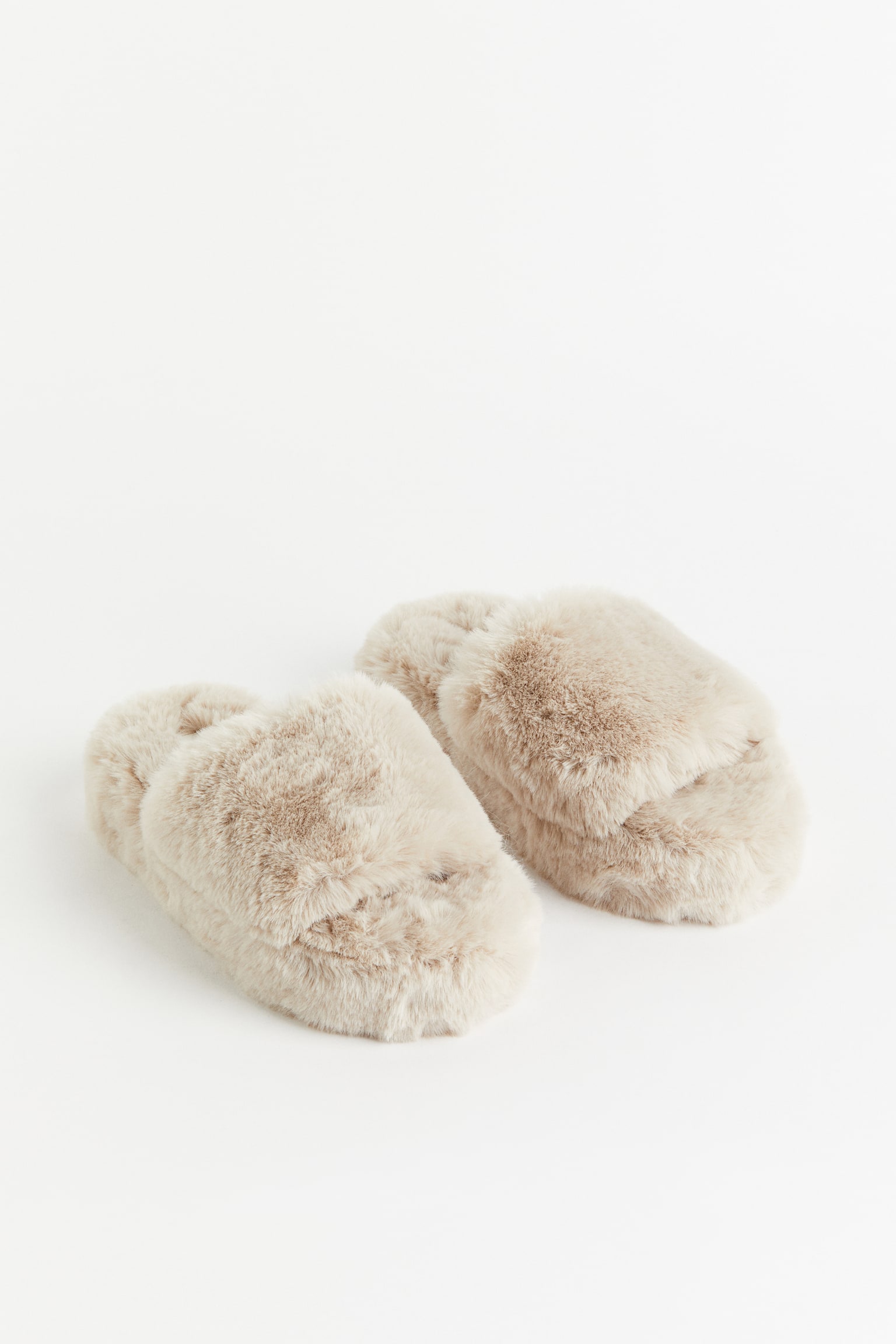 Fluffy Slippers - Light beige/Black - 2