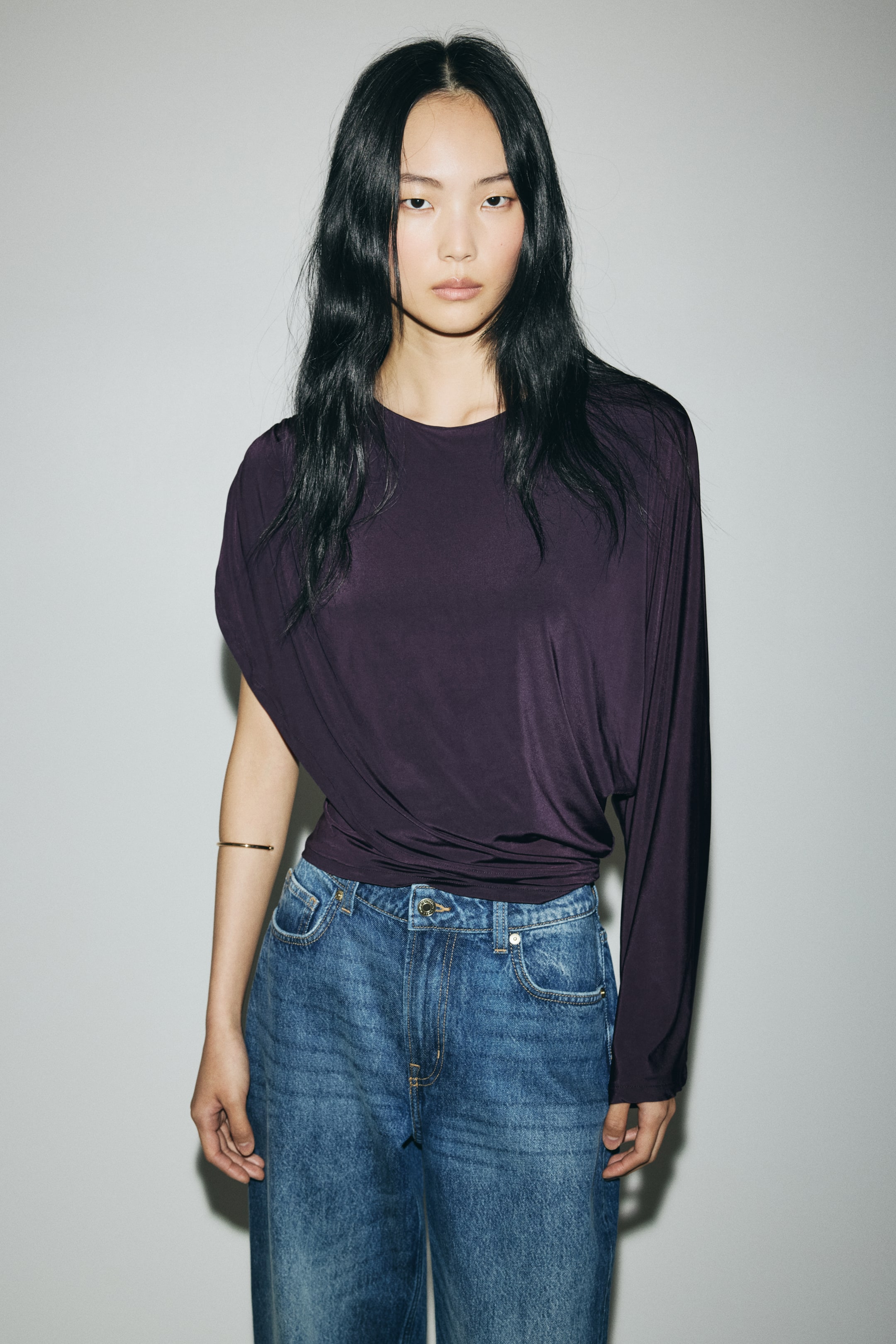 Agrandir l'image: Top asymétrique en jersey - Violet foncé - FEMME | H&M CH 1