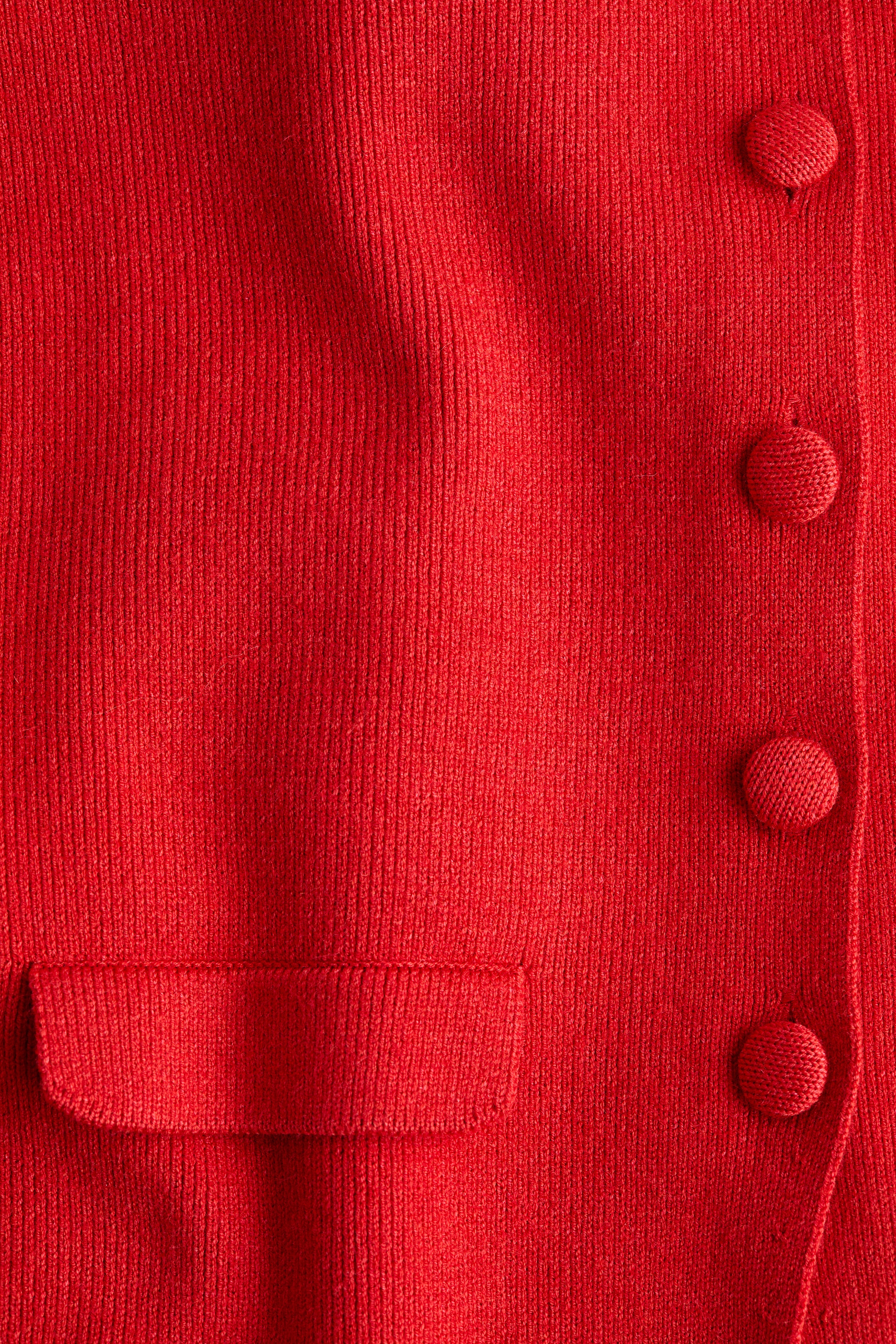 Scoop-neck rib-knit cardigan