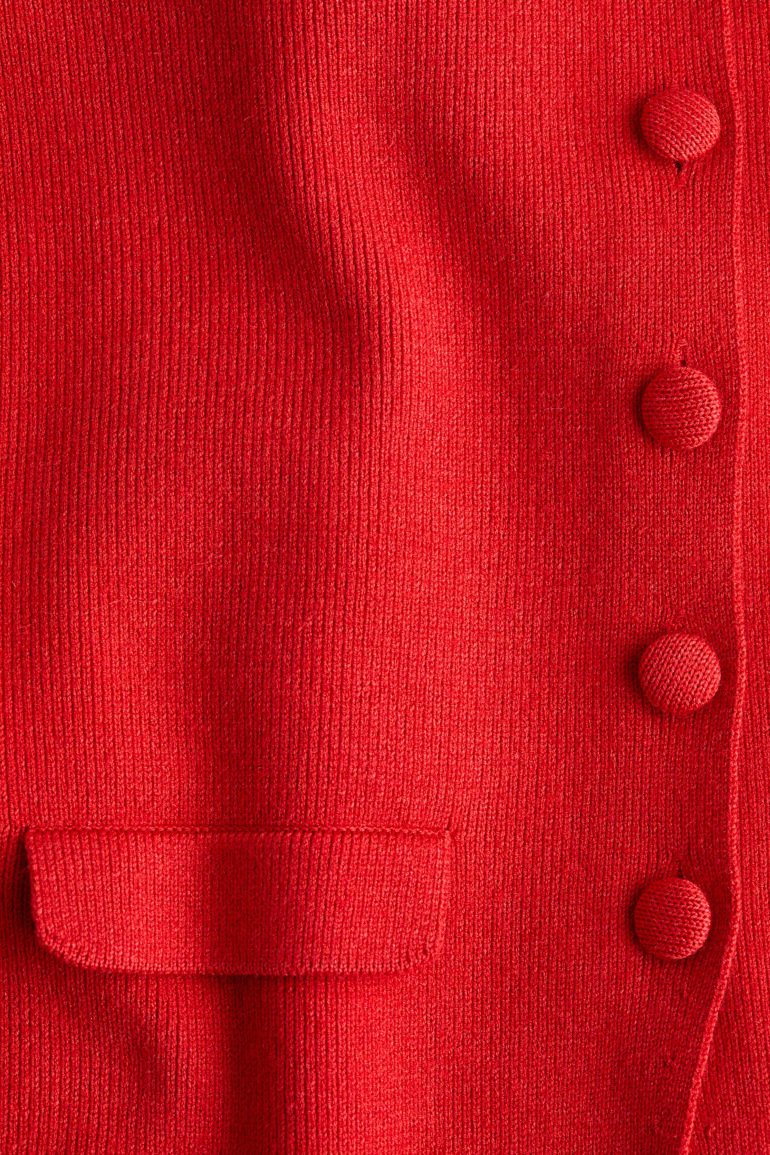 Scoop-neck rib-knit cardigan - Red/Black - 6