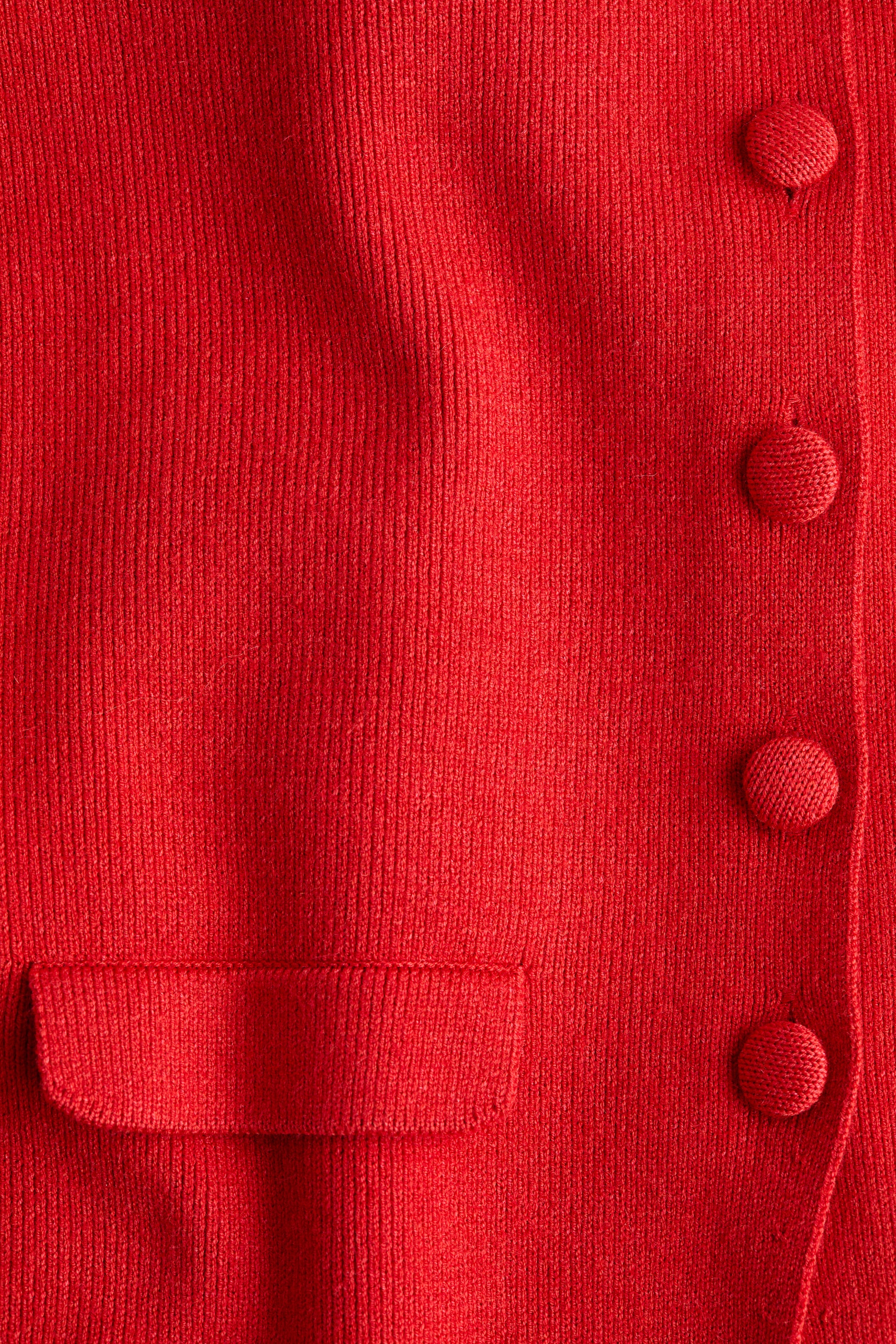 Visa större bild: Scoop-neck rib-knit cardigan - Röd - DAM | H&M FI 6