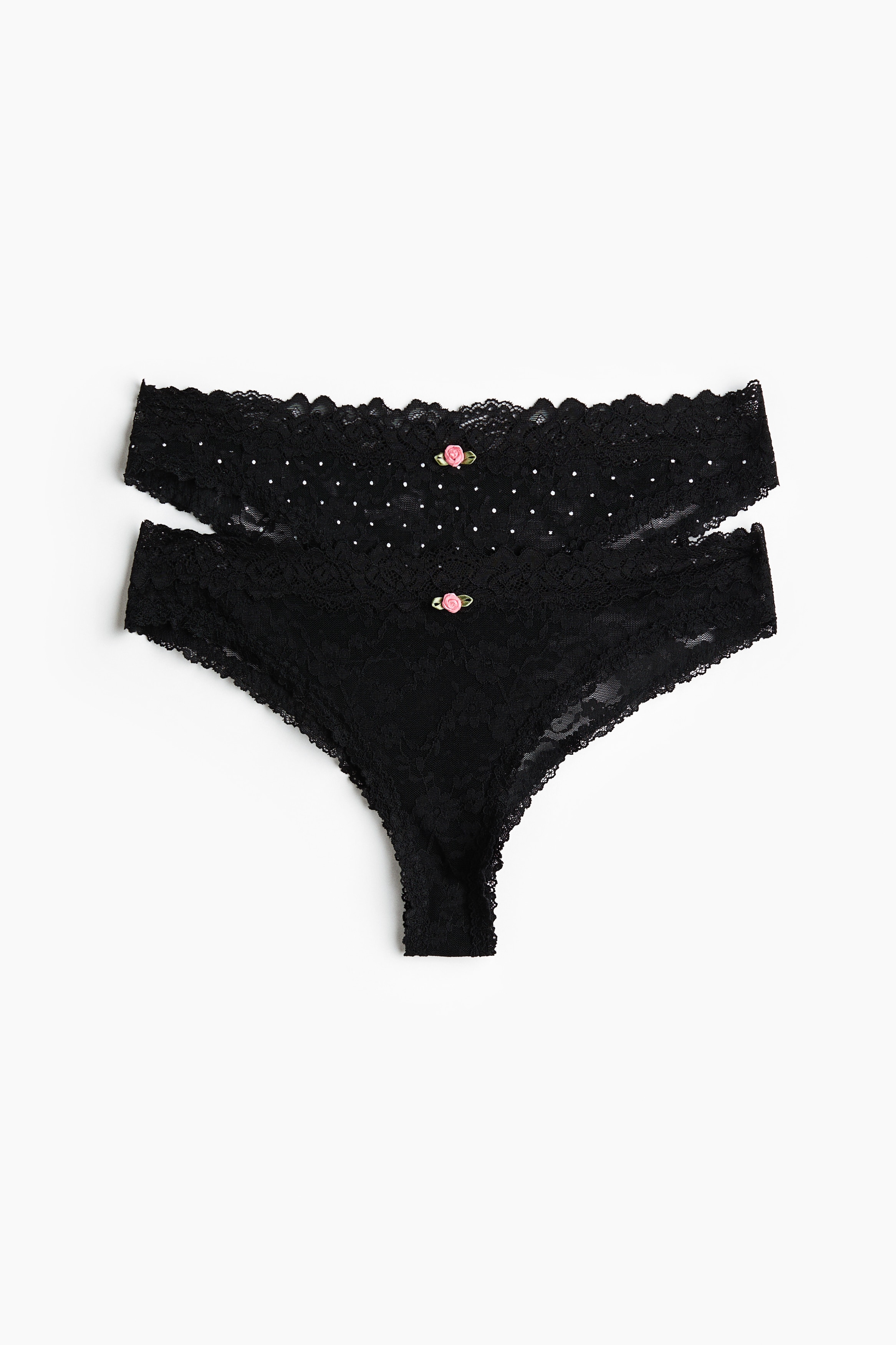 2-pack lace Brazilian briefs - Black/Polka dot