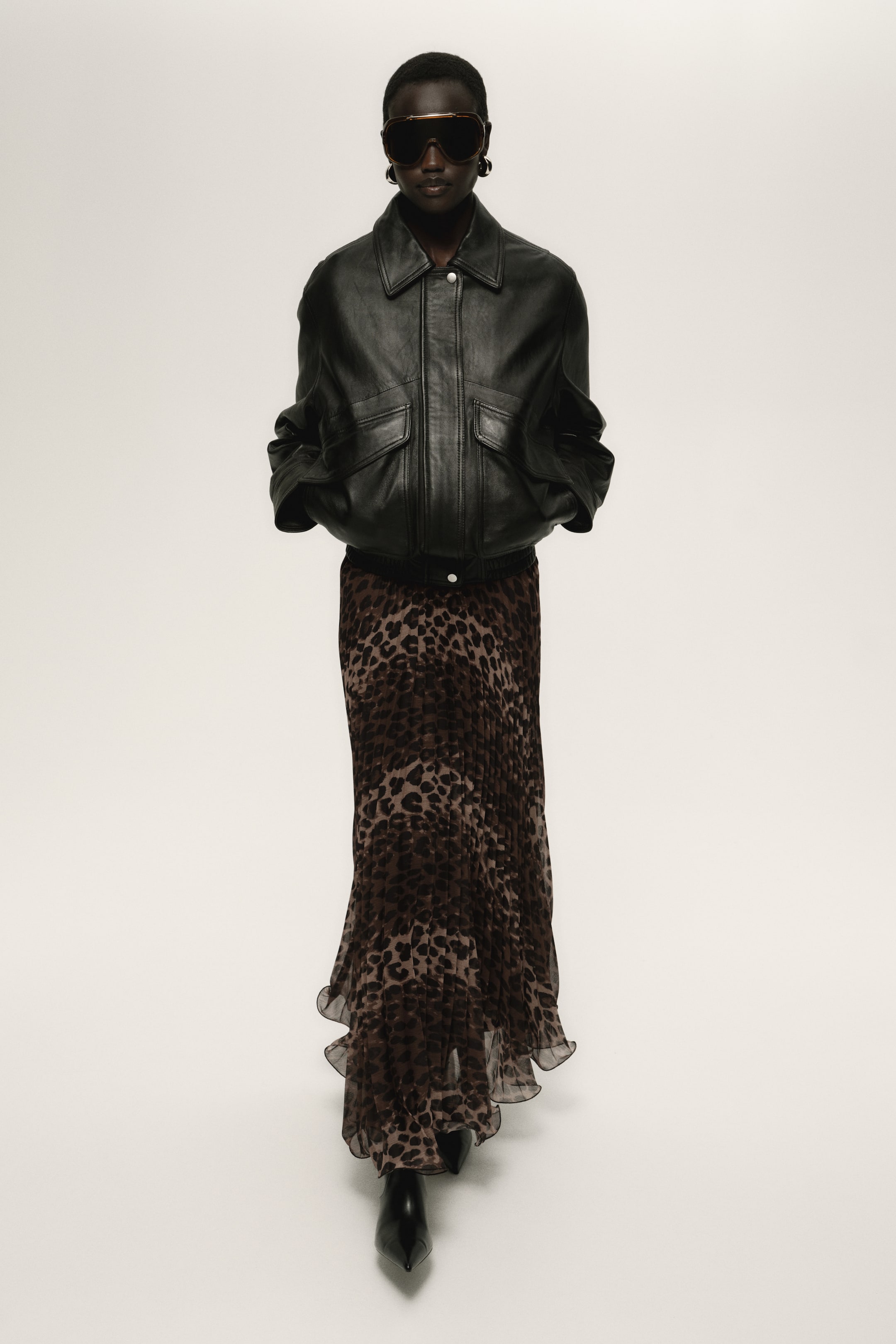 View larger image: Sheer pleated skirt - Brown/Leopard print - Ladies | H&M 1