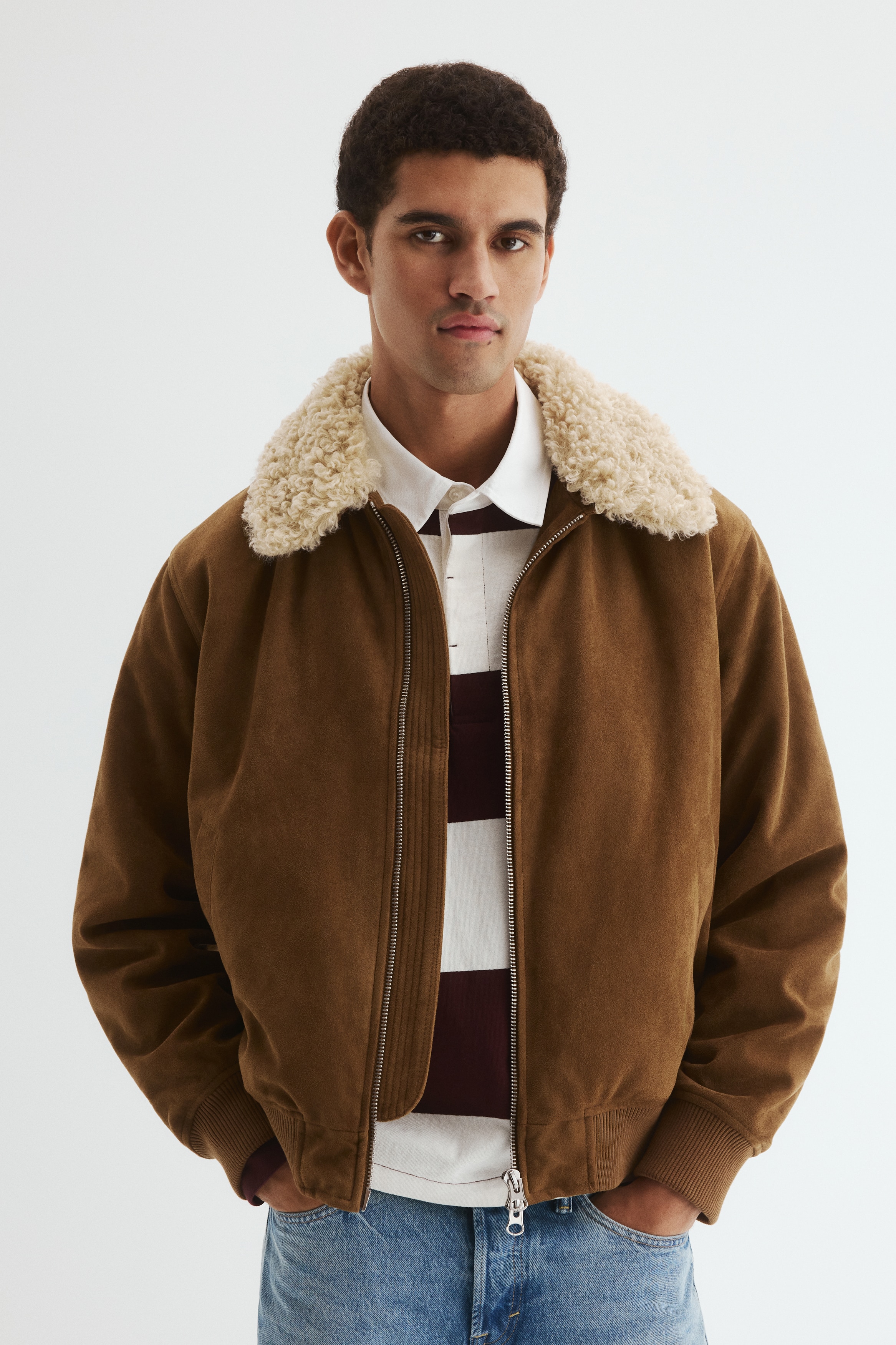 テディカラージャケット - ブラウン - Men | H&M JP