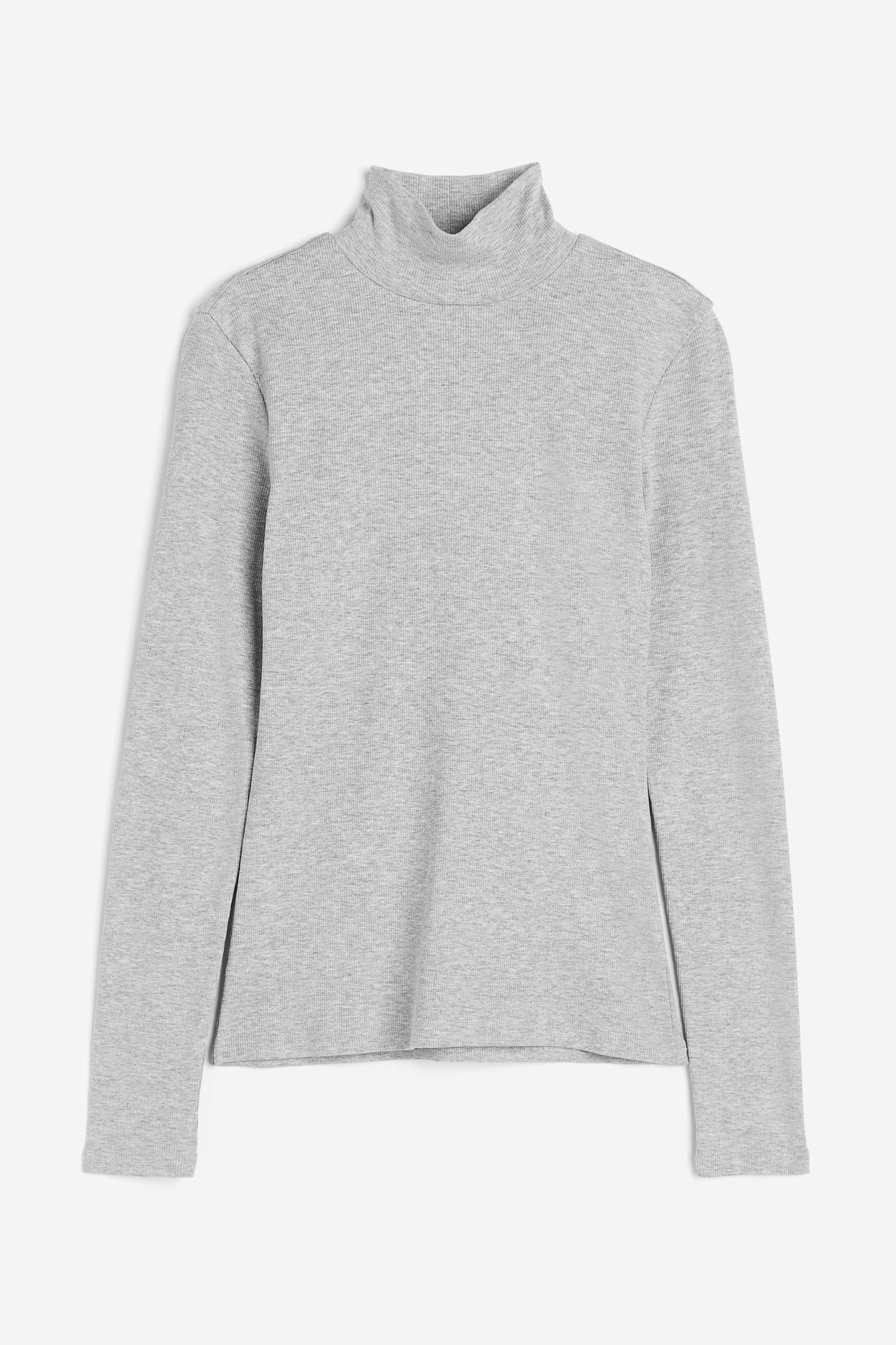 Rib Turtleneck Top - Light grey marle/Light beige - 1