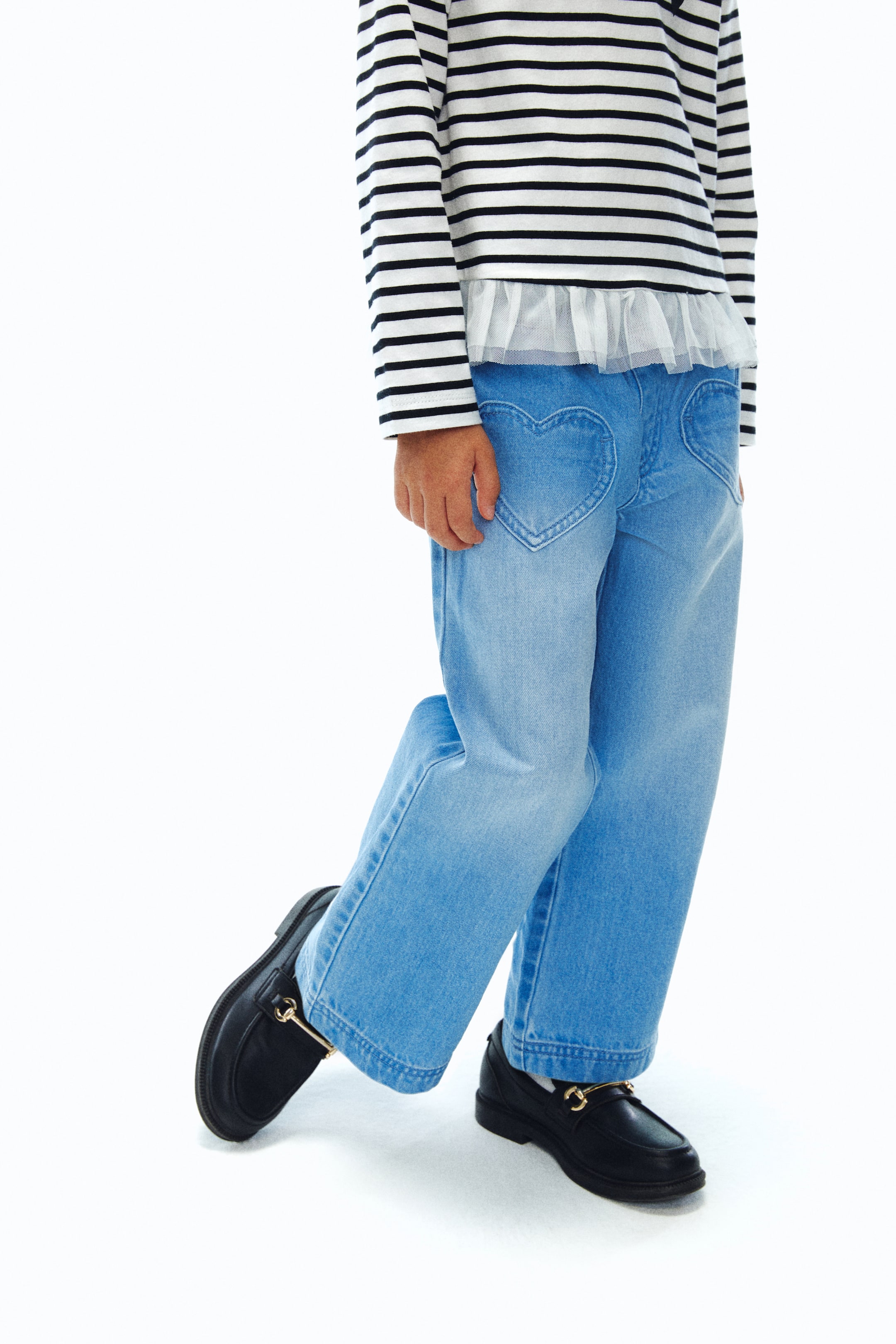 拡大画像を表示: ワイドレッグデニムパンツ - デニムブルー - Kids | H&M JP 2