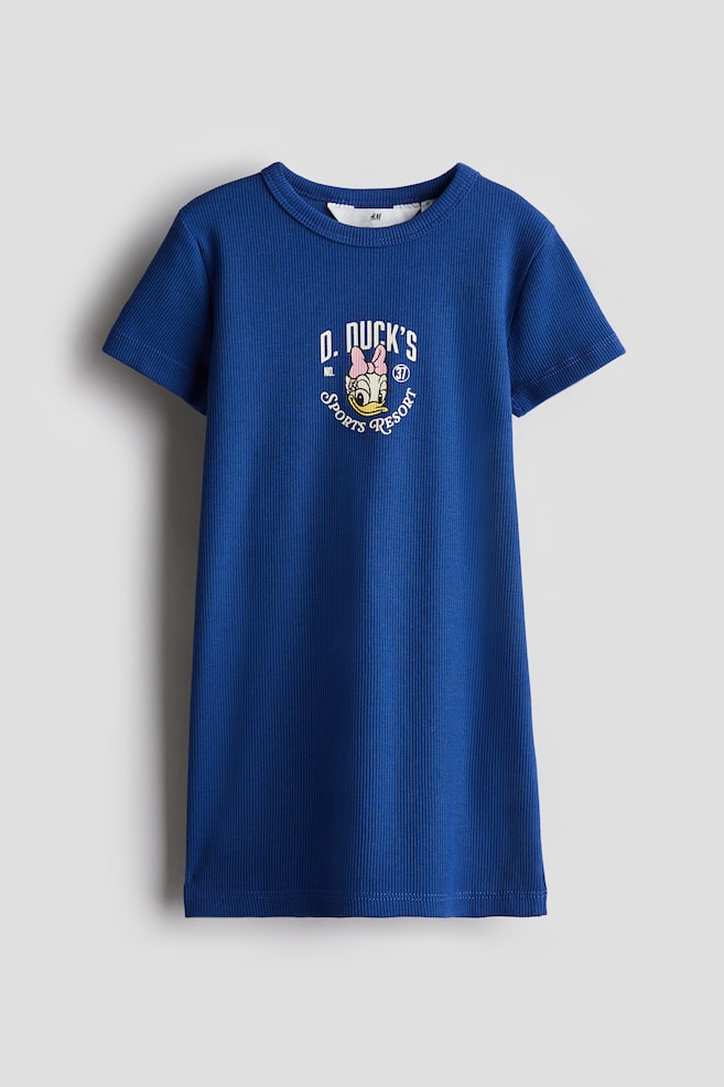 Ribbed Cotton Jersey Dress - Dark blue/Daisy Duck - 1
