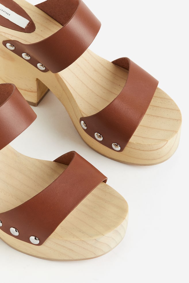 Sandales à plateforme en cuir - Marron - 3