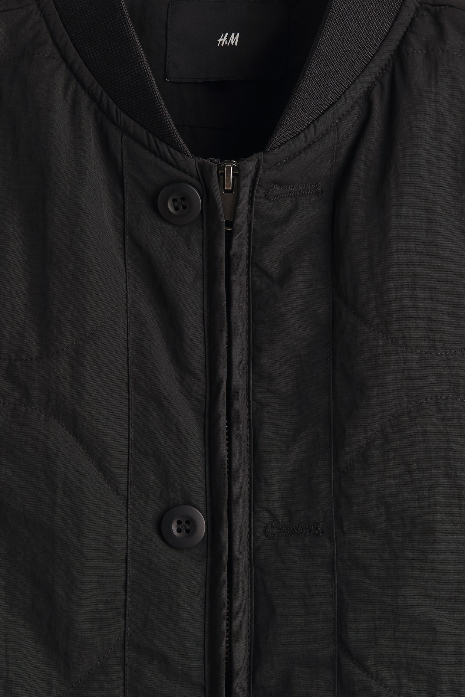 퀼티드 나일론 재킷 - 블랙/다크 베이지 - 5