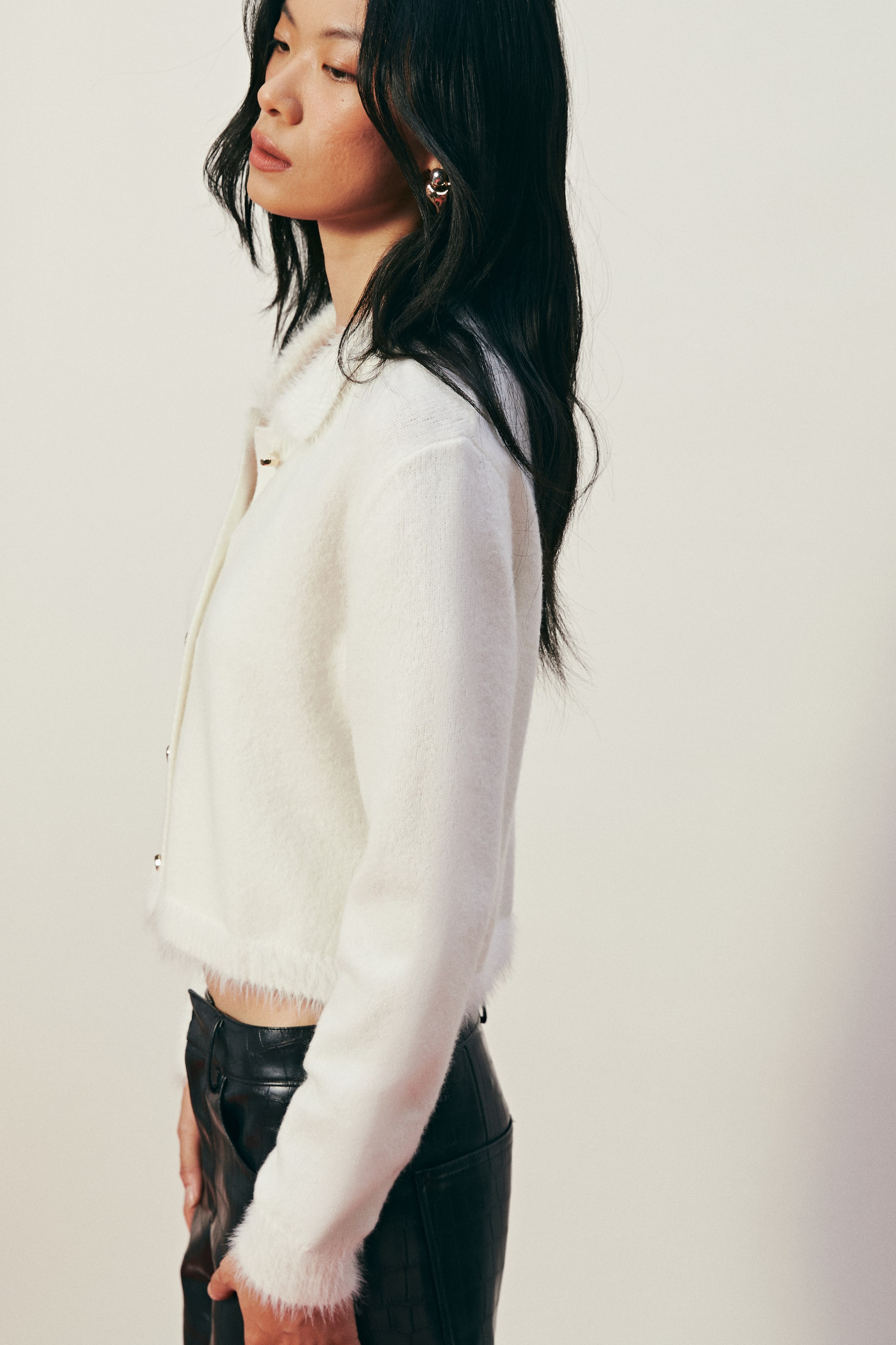 이미지 확대 보기: 칼라 가디건 - 화이트 - 여성 | H&M KR 5