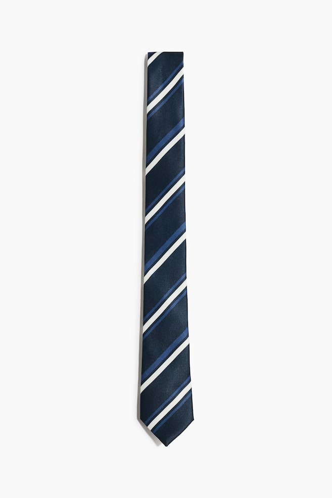 Satin Tie - Dark blue/striped/Navy blue/red - 1