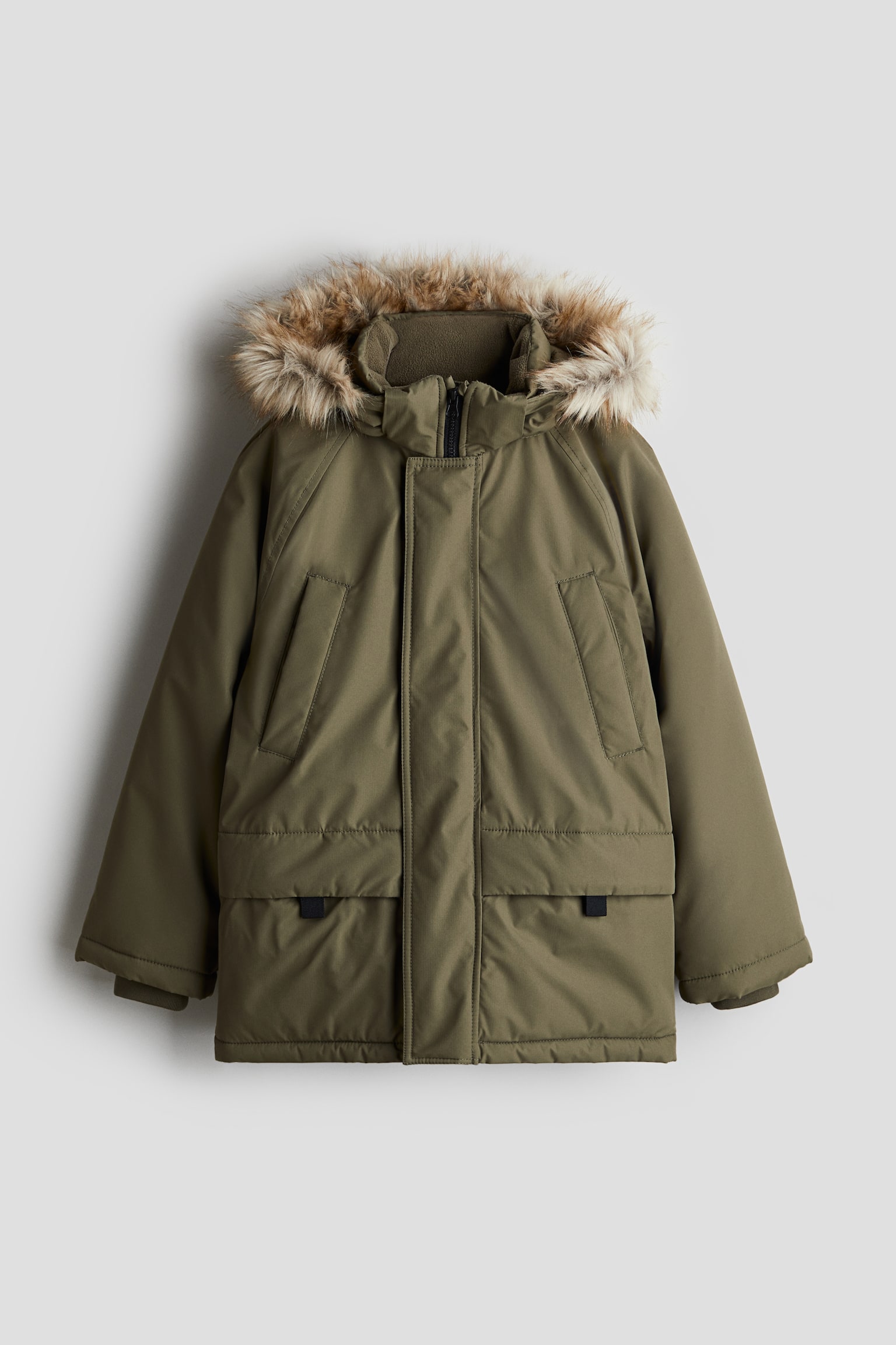 Water-repellent padded parka - Khaki green/Black - 1