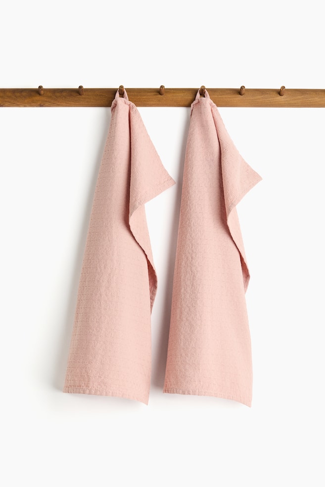 2-pack jacquard-weave tea towels - Pink/Light beige - 1