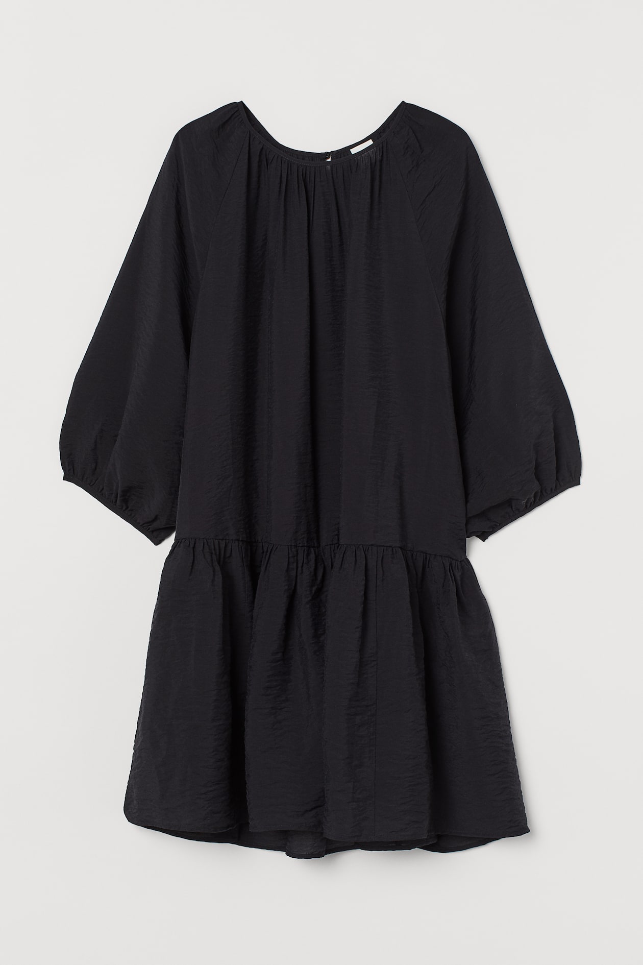 Balloon-sleeved Dress - Round Neck - 3/4 sleeve - Black - Ladies | H&M US