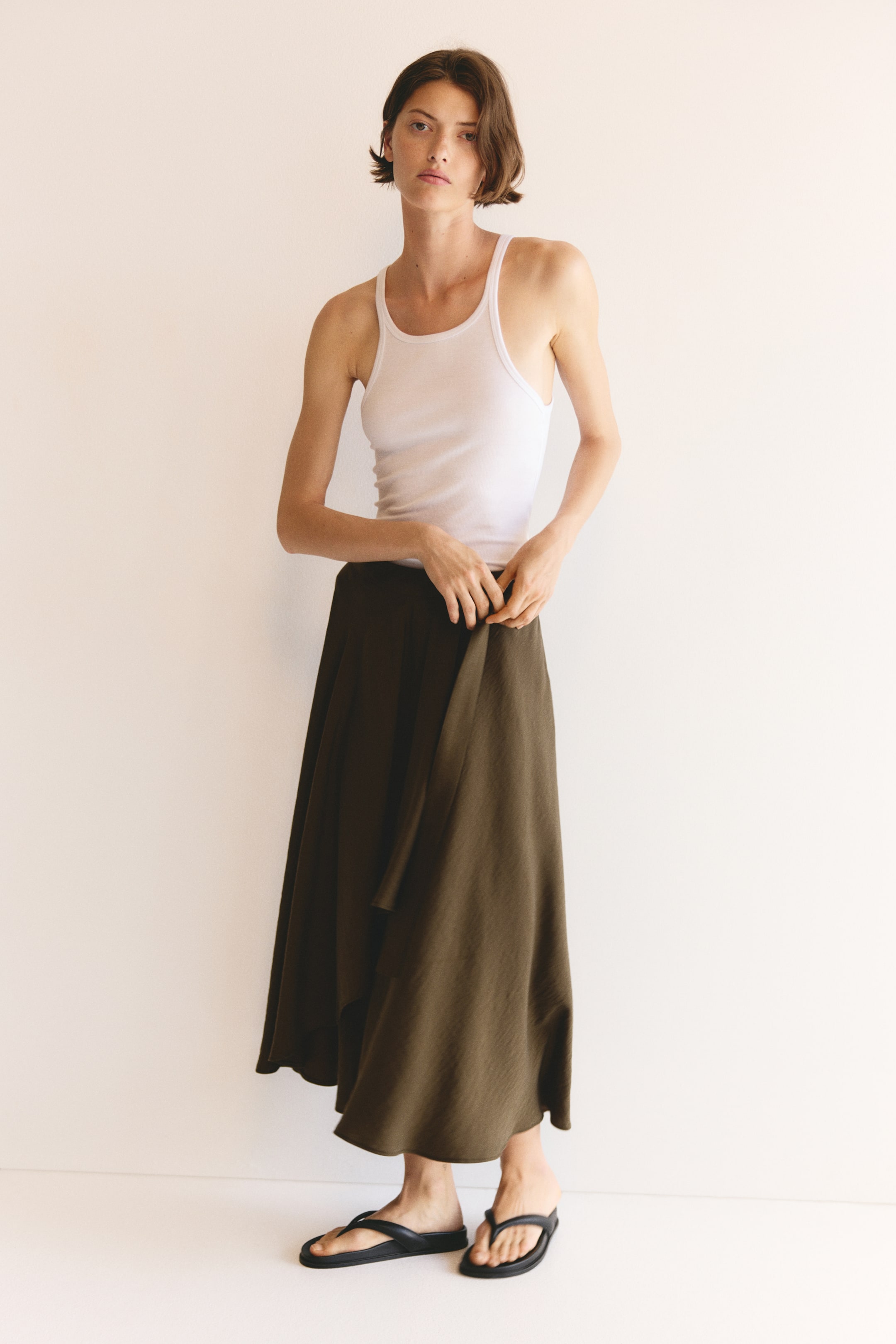Lyocell-Blend Wrap Skirt