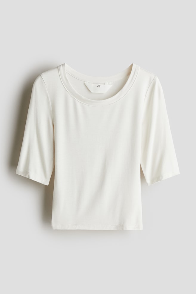 Jersey top - White/Powder pink - 1
