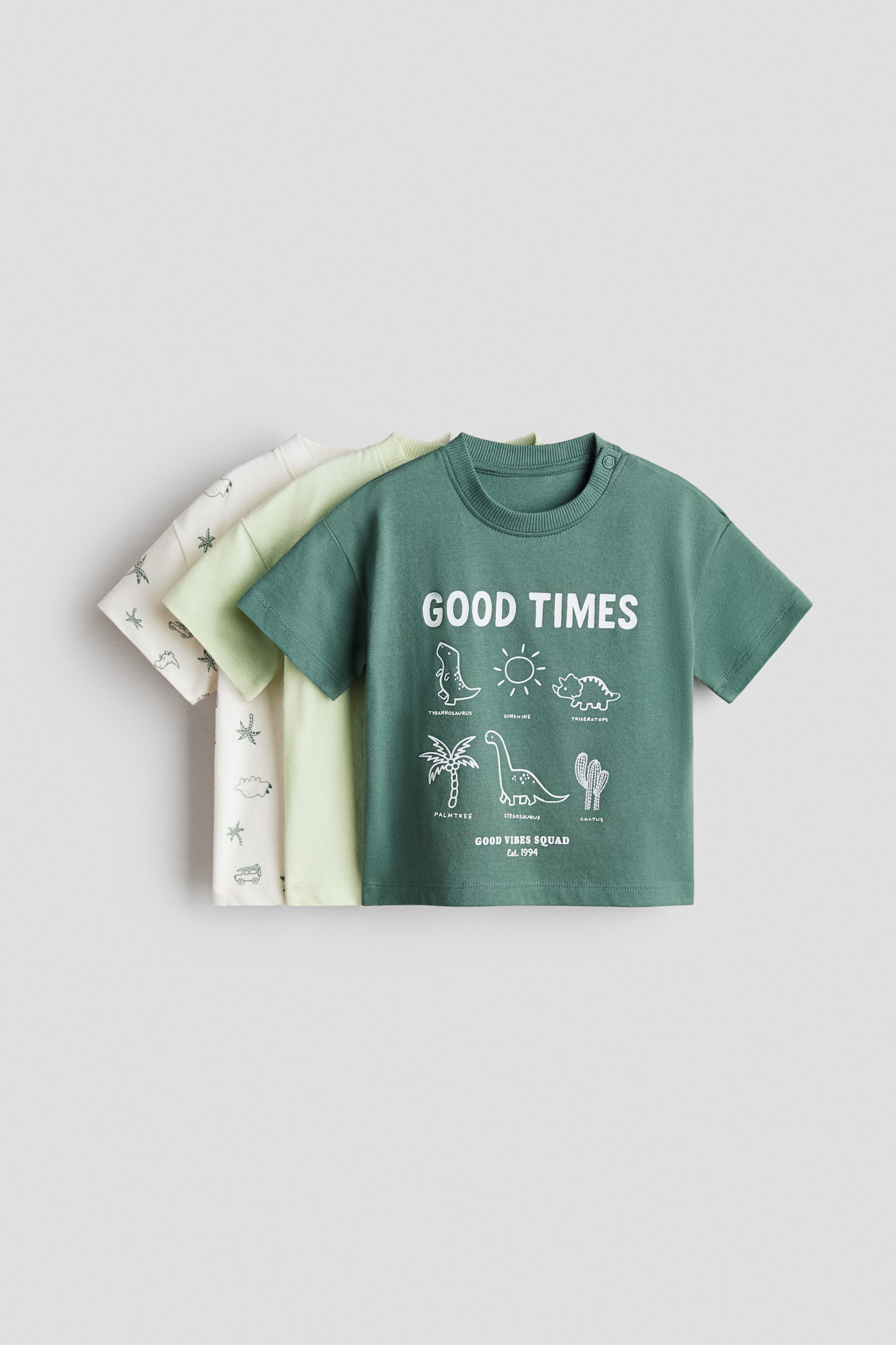 コットンTシャツ 3枚セット - グリーン／Good Times/クリーム／ニューヨーク/ブルー／セーリングボート