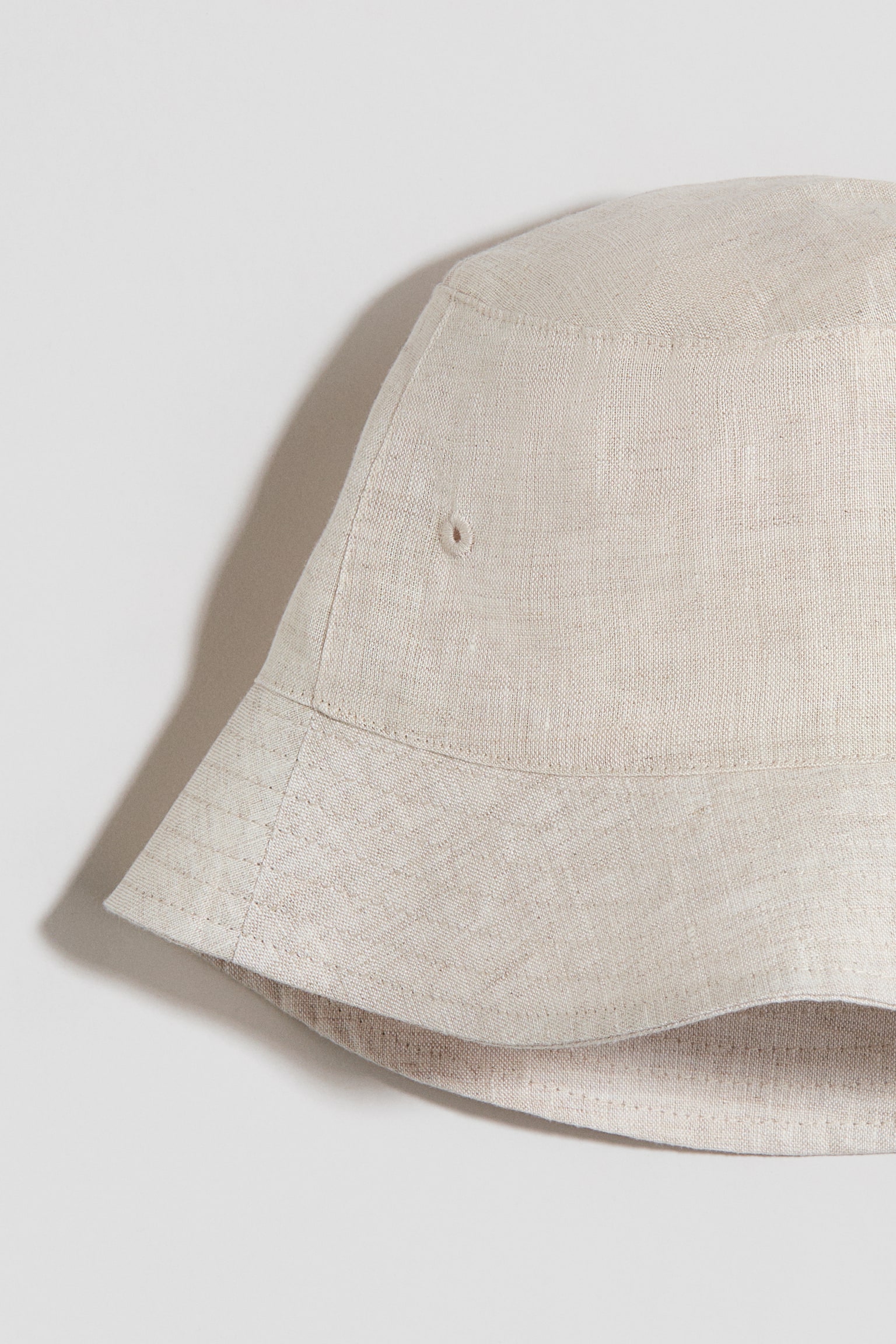 Lněný klobouček bucket - Světle béžová - 2