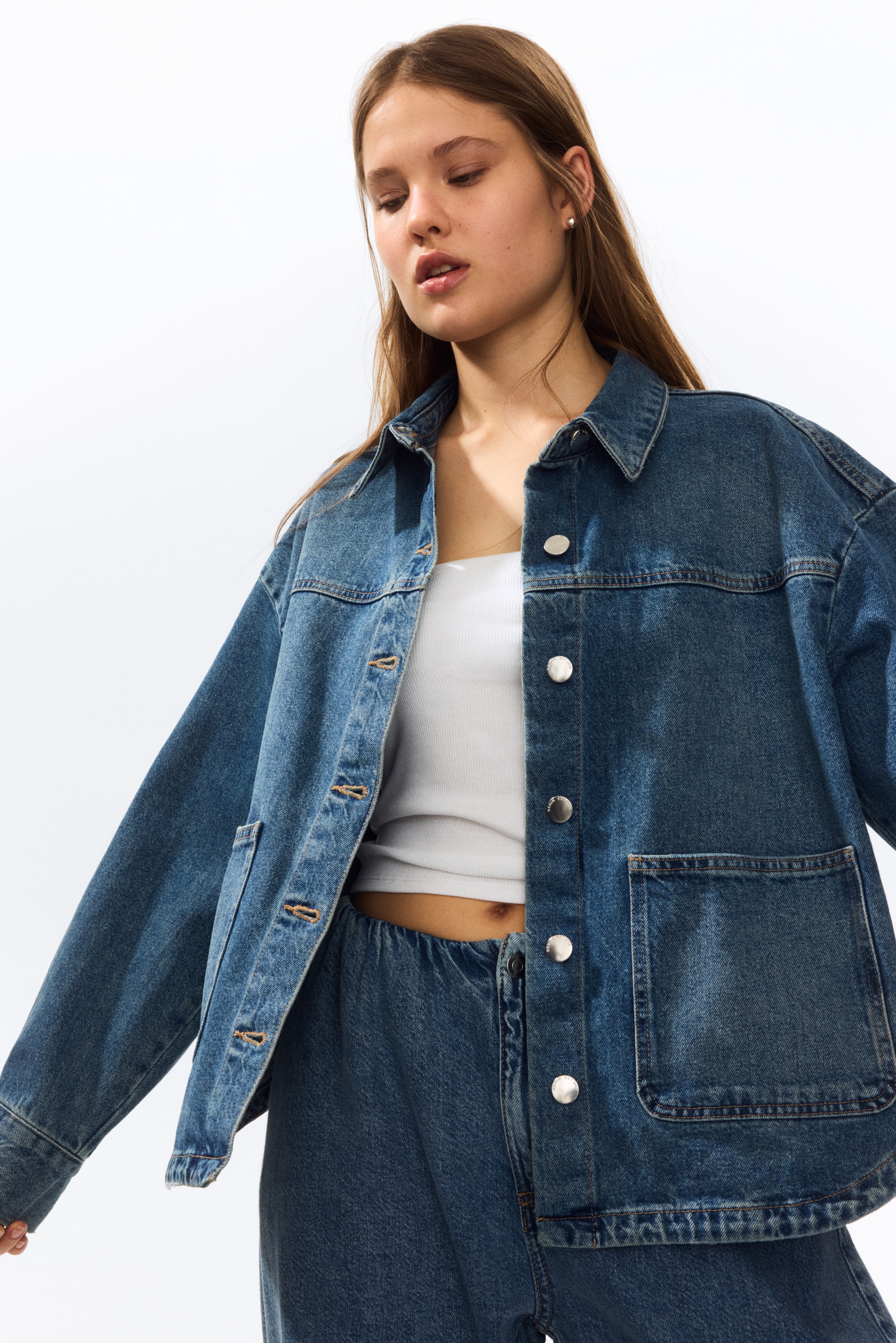 ツイルシャツジャケット - デニムブルー - レディース | H&M JP