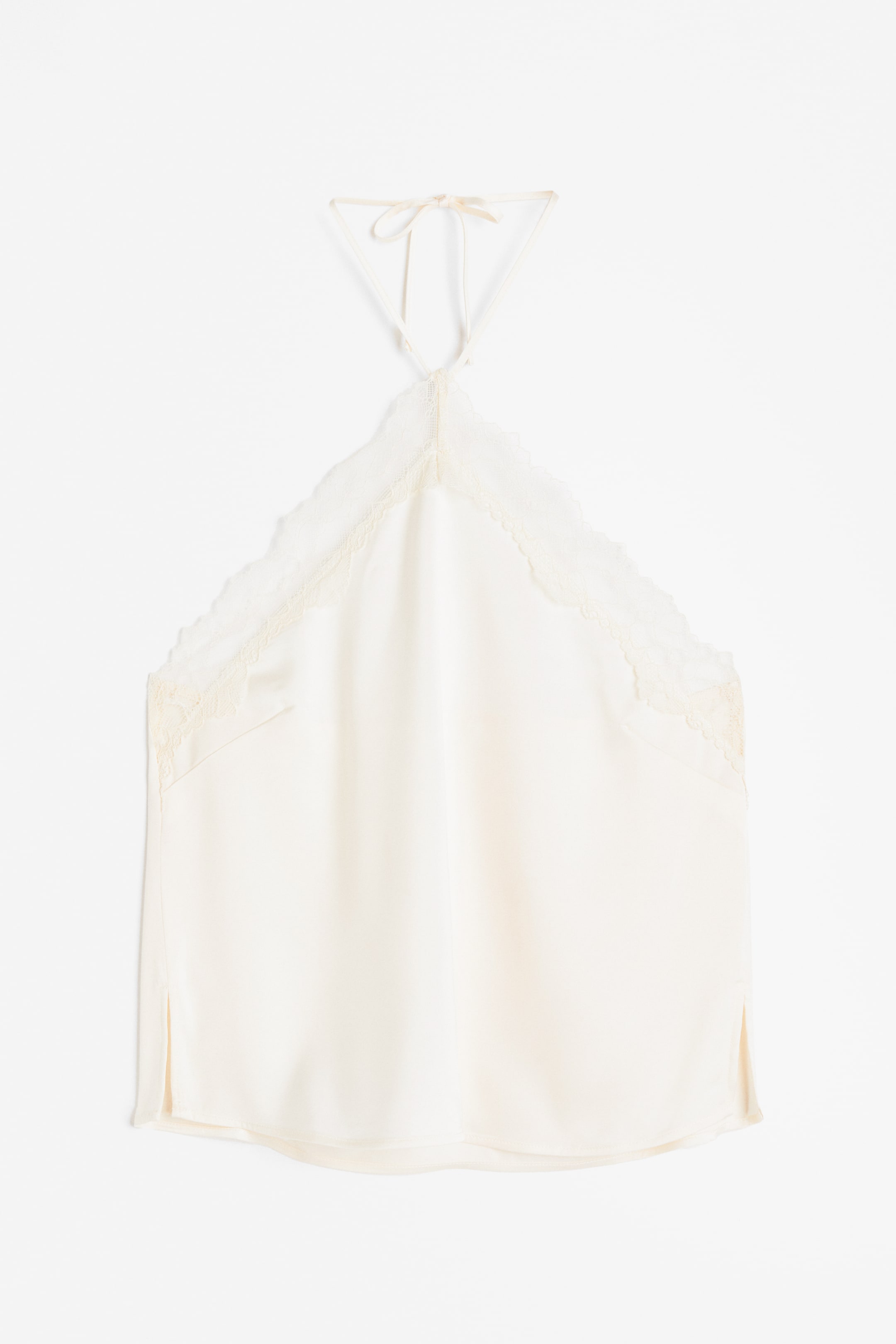 Lace-trimmed Halterneck Top