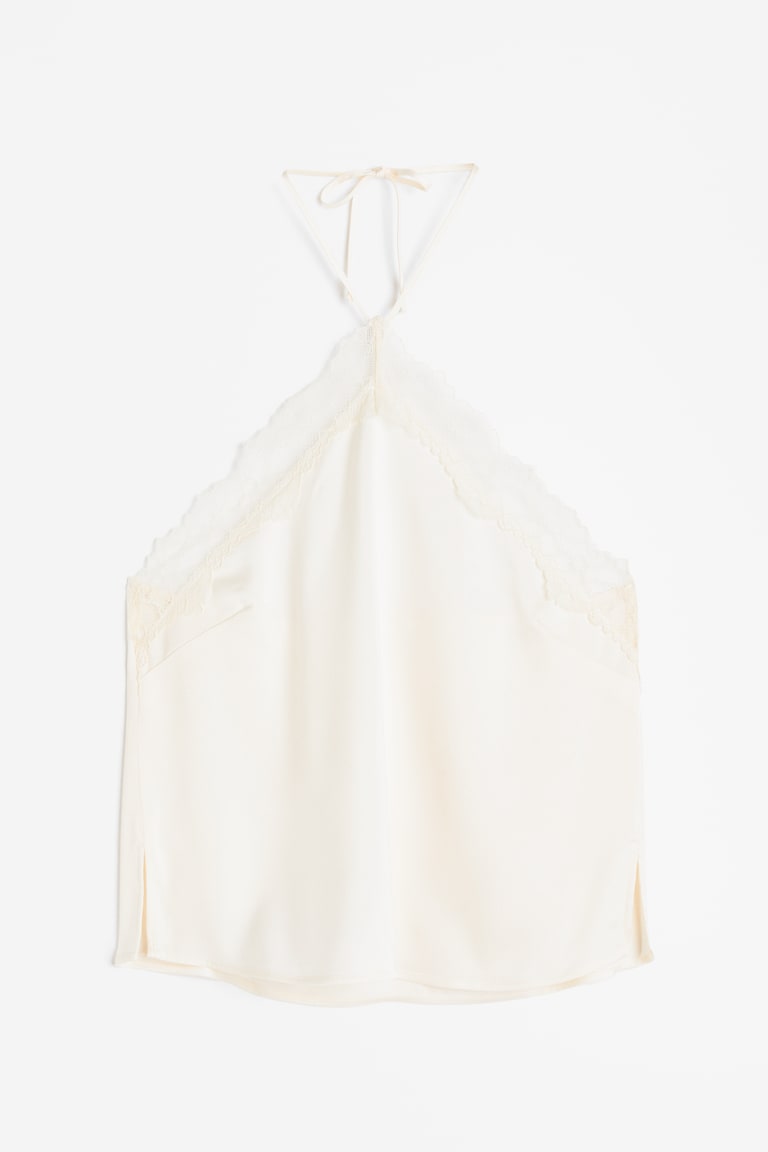 Lace-trimmed Halterneck Top