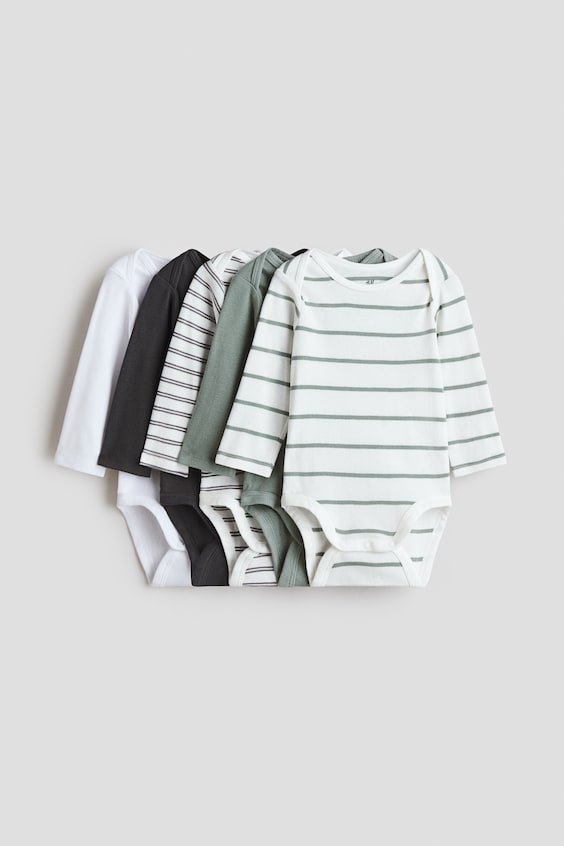 Детские боди H&M хлопковые на плечиках, 5 шт