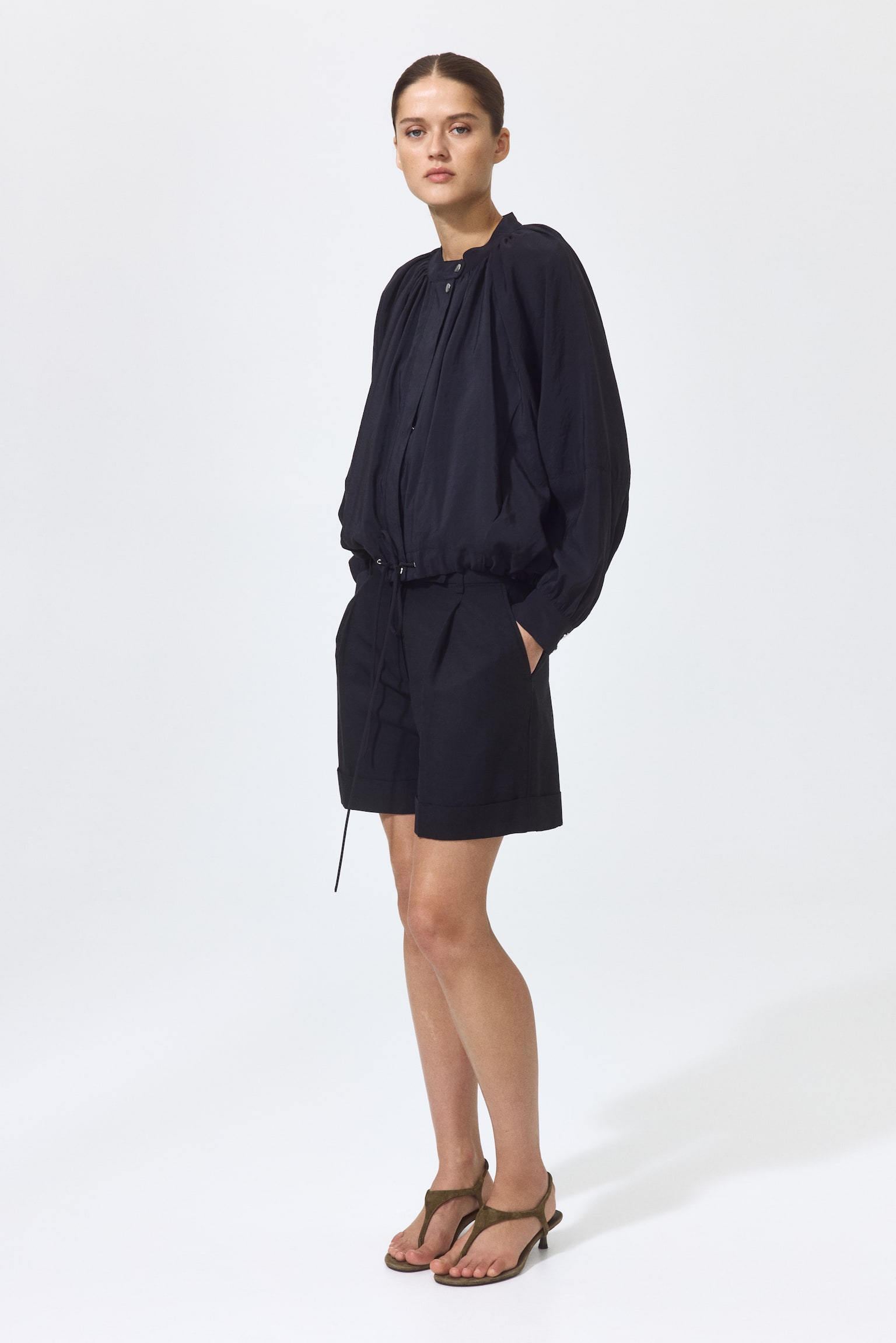 Женские шорты H&M Dressy Linen-Blend, цвет: Чёрный — фото 5