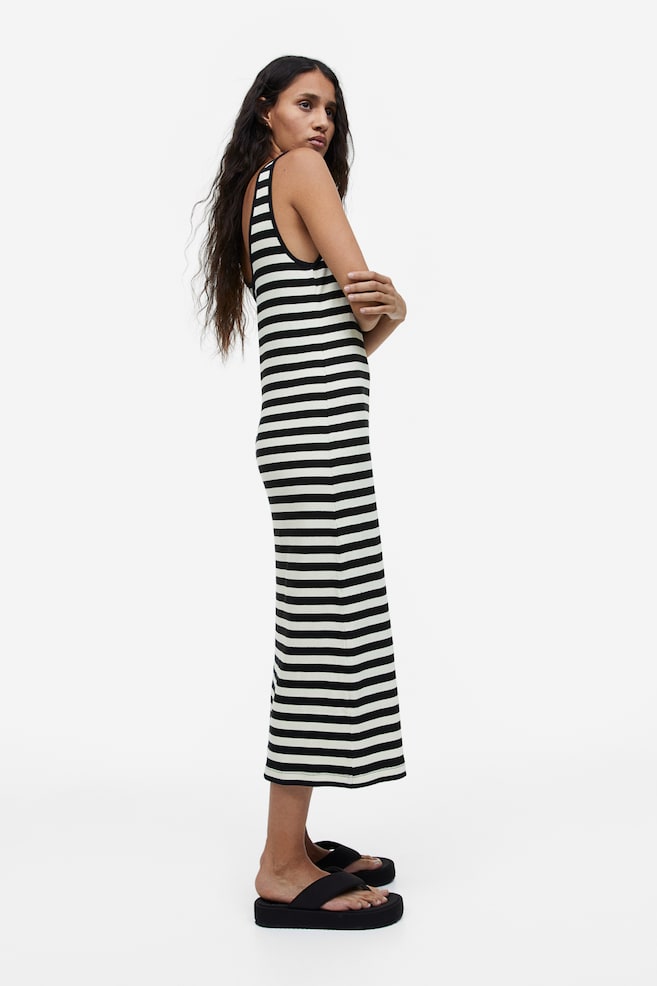 Ribbed dress - Black/White striped/Light grey marl/Red/White striped/Light pink/Green striped/dc - 3