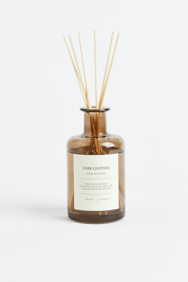 Reed diffuser - Brown/Dark Leather/Clear glass/Darjeeling Cotton - 1