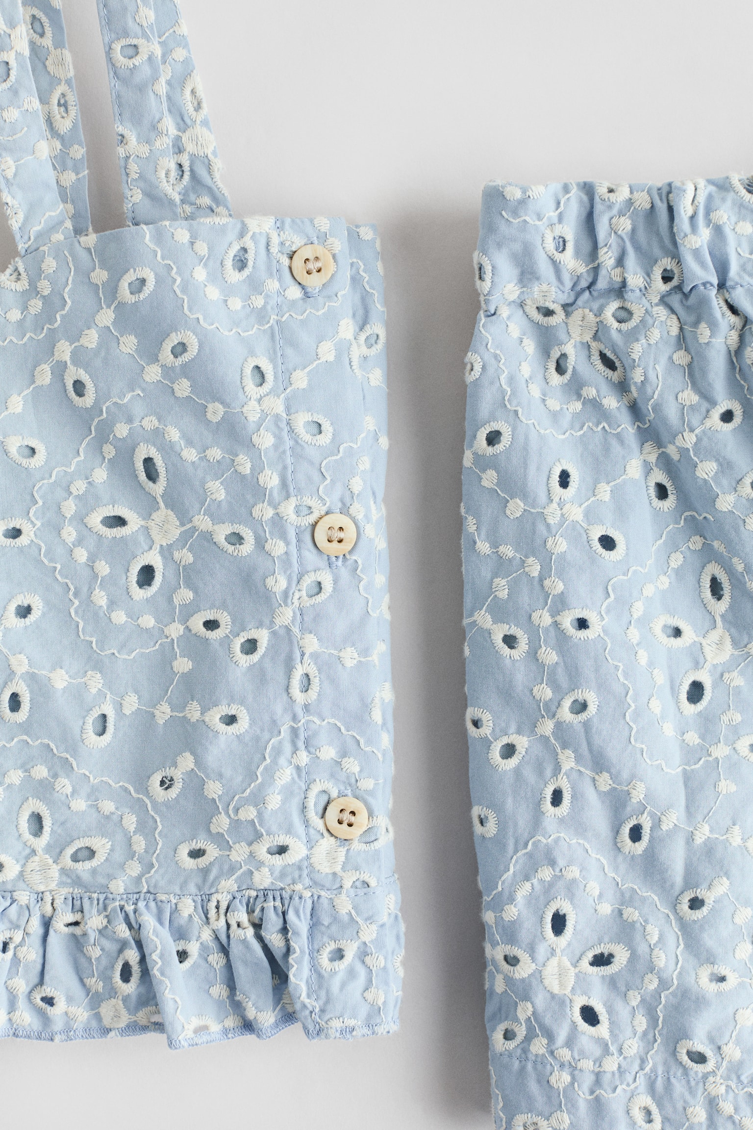 Детские комплекты H&M 2-Piece Eyelet-Embroidered Set, цвет: Светлый синий / Белый — фото 2