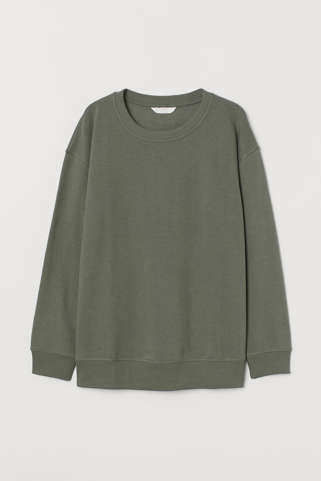 MAMA Sweatshirt - Round Neck - Long sleeve - Khaki green - Ladies | H&M US