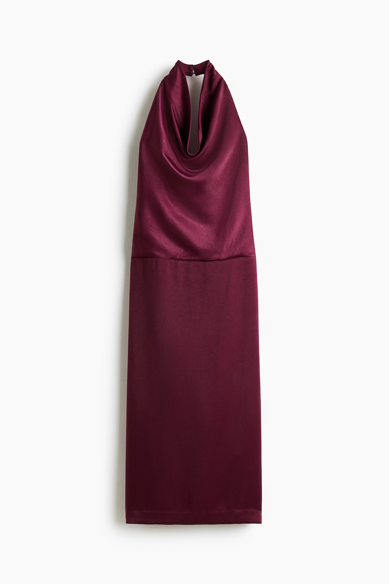 Halterneck-kjole i sateng - Vinrød - Ladies