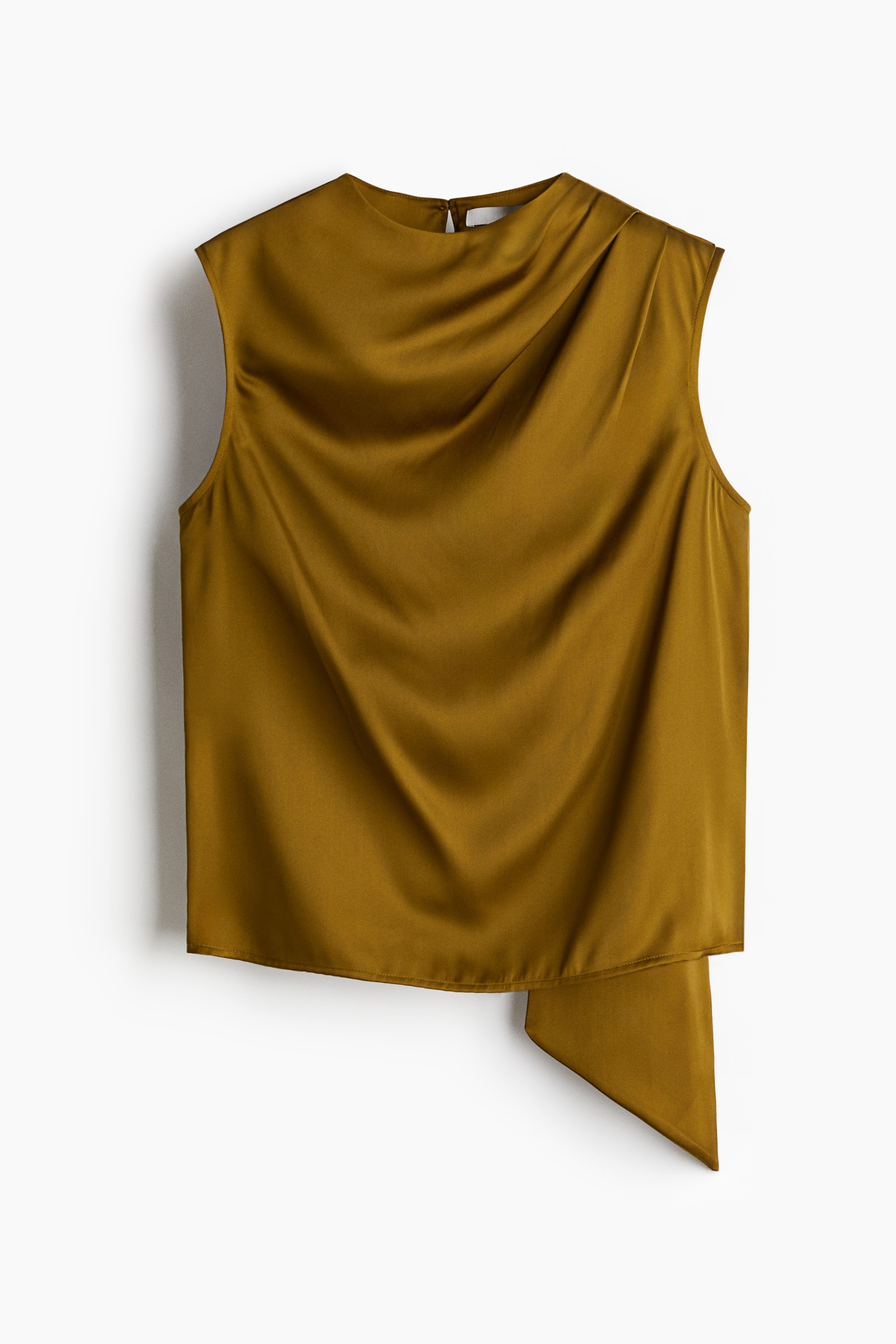 垂墜感綢緞女衫 - 金黃橄欖色/亮紅色