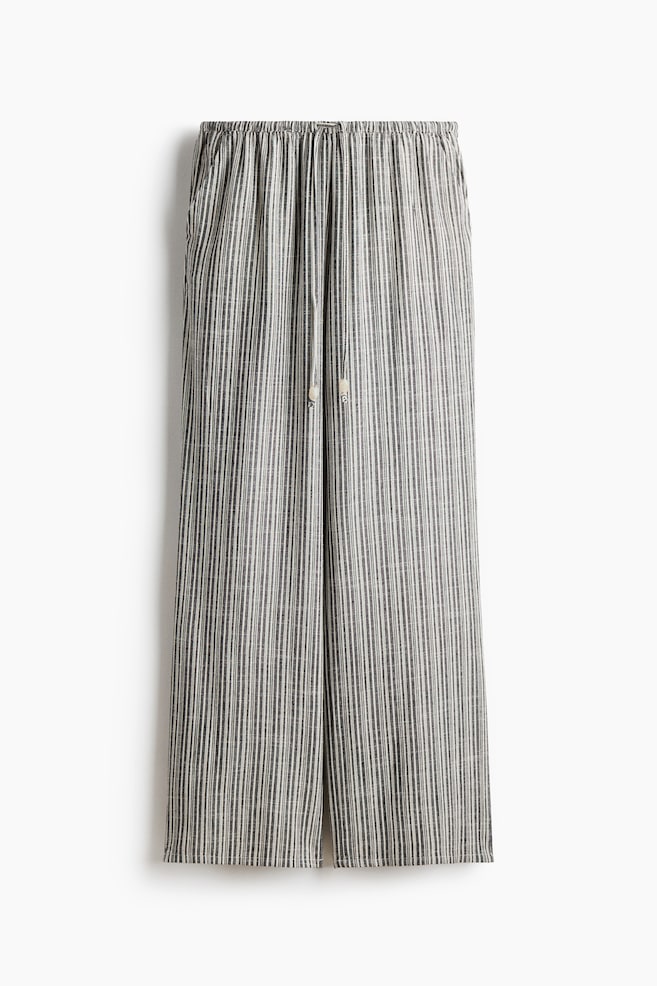 Pantalón en mezcla de lino con cordón de ajuste - Negro/Rayas/Negro/Beige claro/Marfil/Verde oliva/Rojo teja - 1