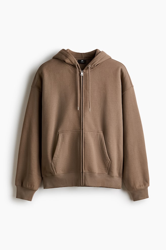 Oversized Fit Zip-through hoodie - Dark beige/Navy blue/Black/Grey marl - 1