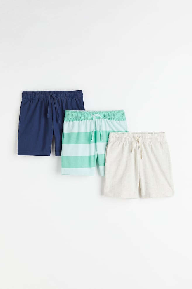 3-pak shorts i bomuldsjersey - Marineblå/Lysegråmeleret/Mørkegrå/Lysegrå - 1
