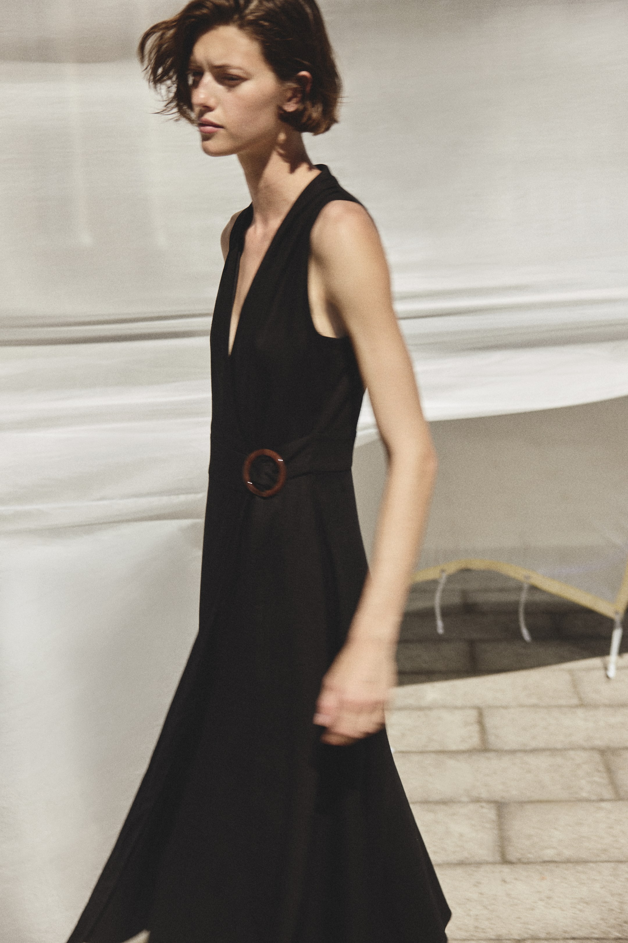 Robe portefeuille en lin mélangé