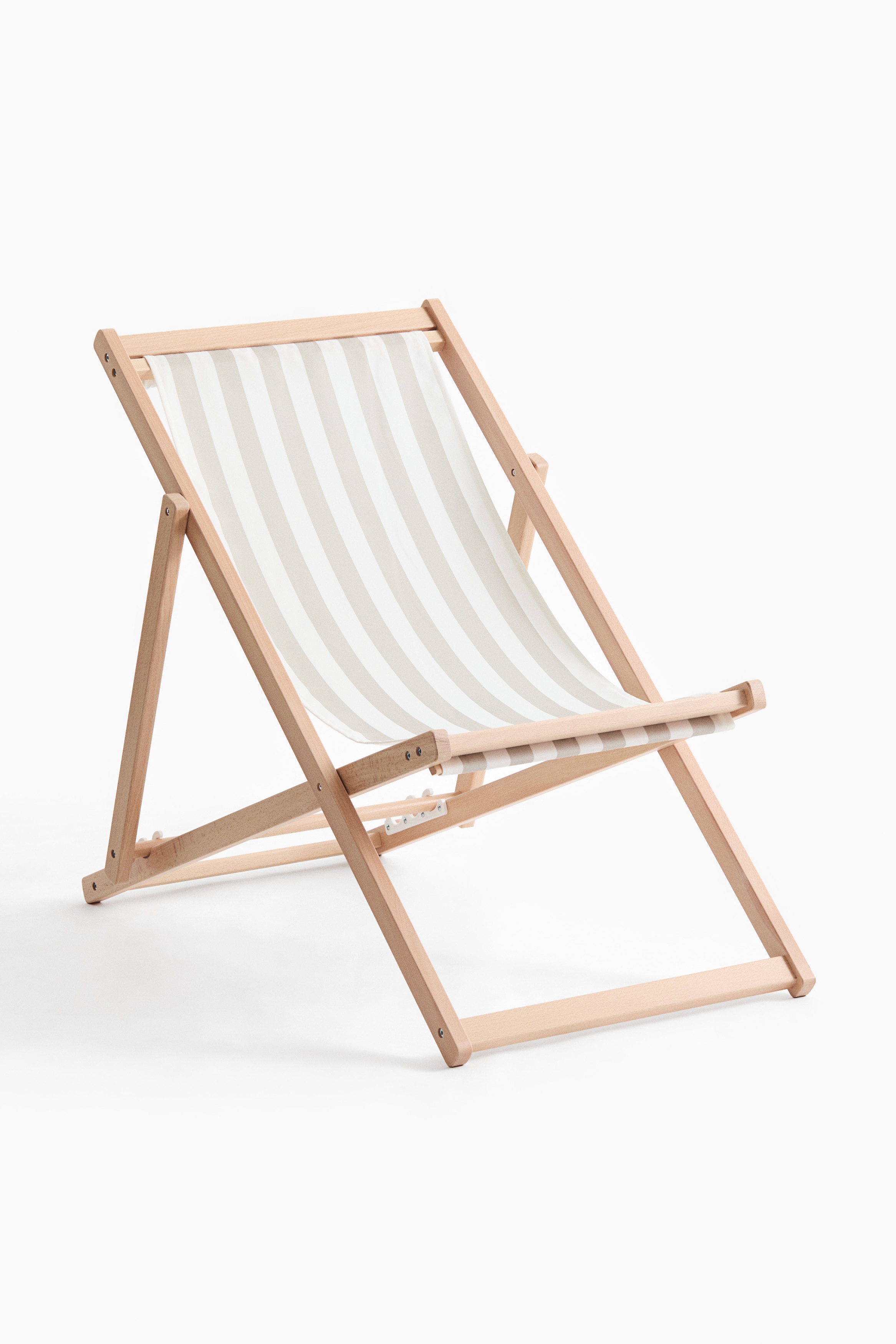 Liegestuhl aus Holz - Beige/Gestreift/Blau/Gestreift/Dunkelgrau/Gestreift