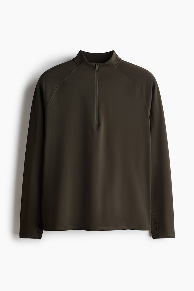 Regular Fit Zip-top sports top - Ciemnooliwkowy/Czarny - 1