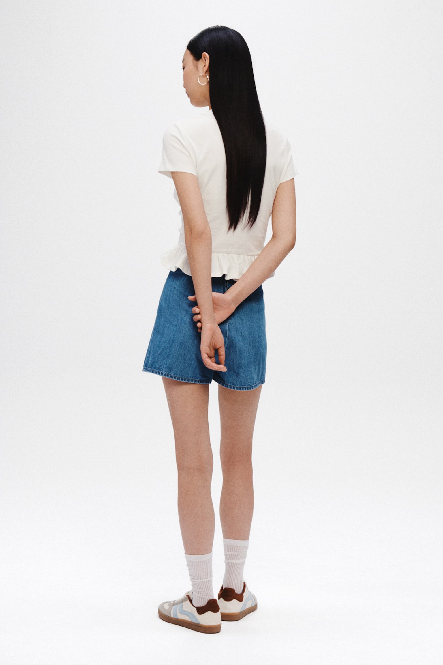 Frill-trimmed cotton top - White/Light blue/Red - 5