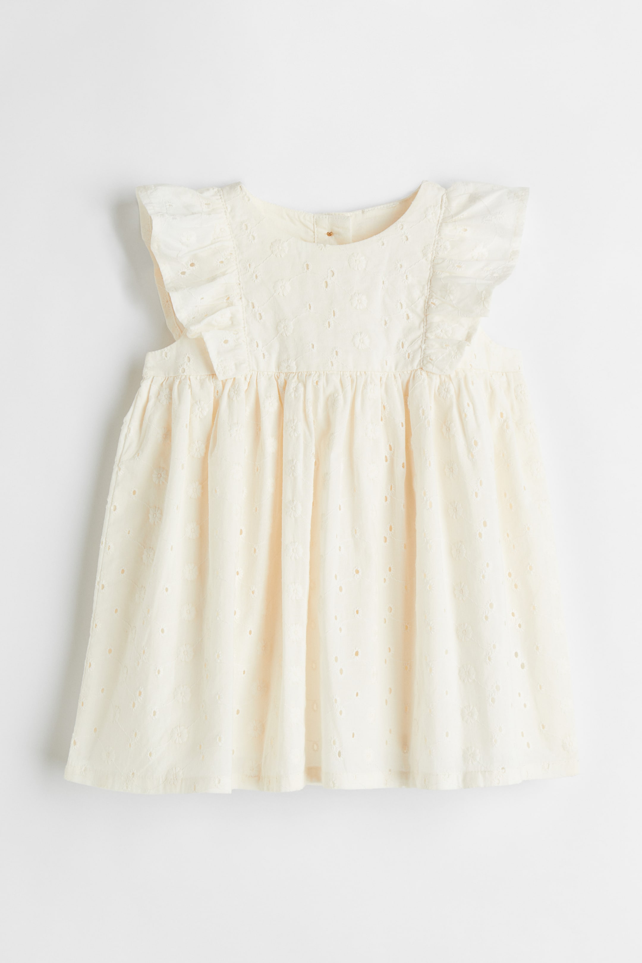 Flounce-trimmed Eyelet Embroidery Dress