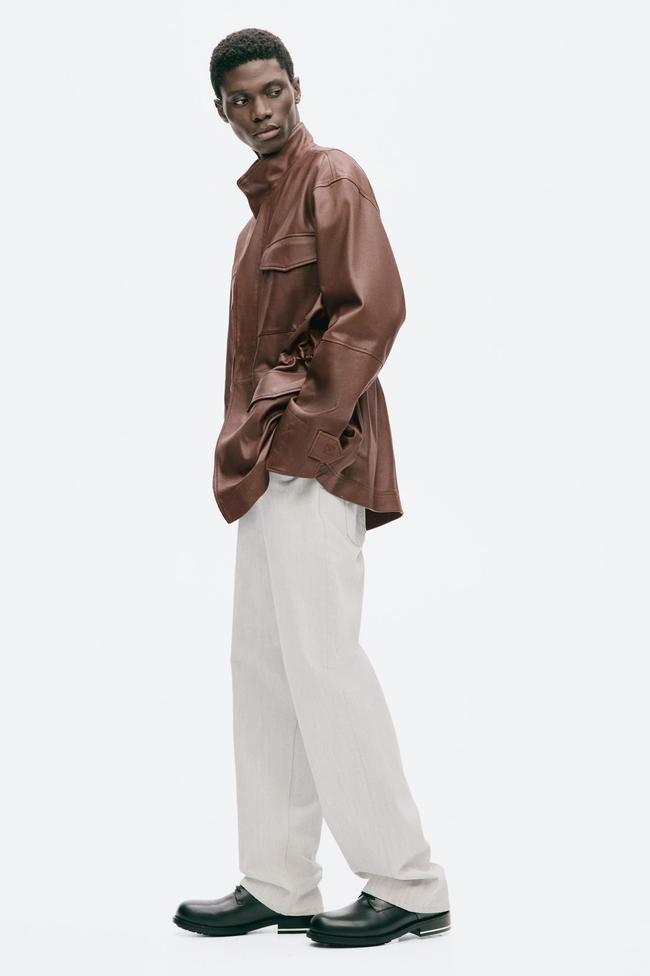 Мужские куртки H&M Leather Cargo Jacket — фото 7