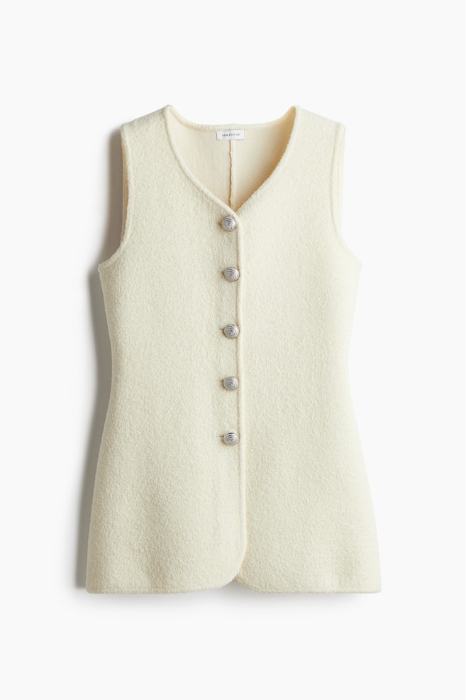Wool-blend knitted waistcoat - Cream - 1