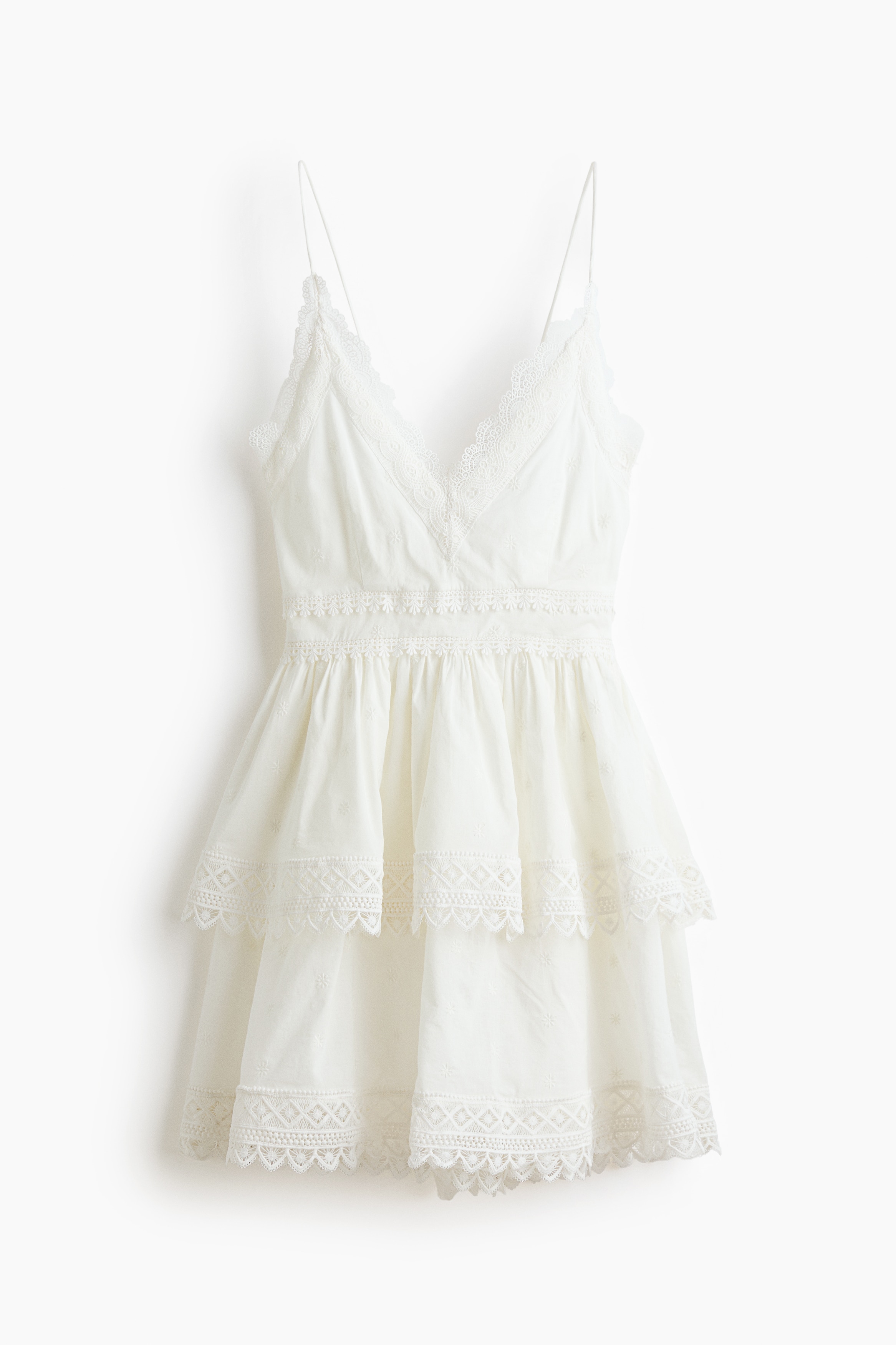 Lace-Trimmed Cotton Dress