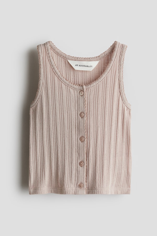 Pointelle jersey vest top - Beige/Cream - 1