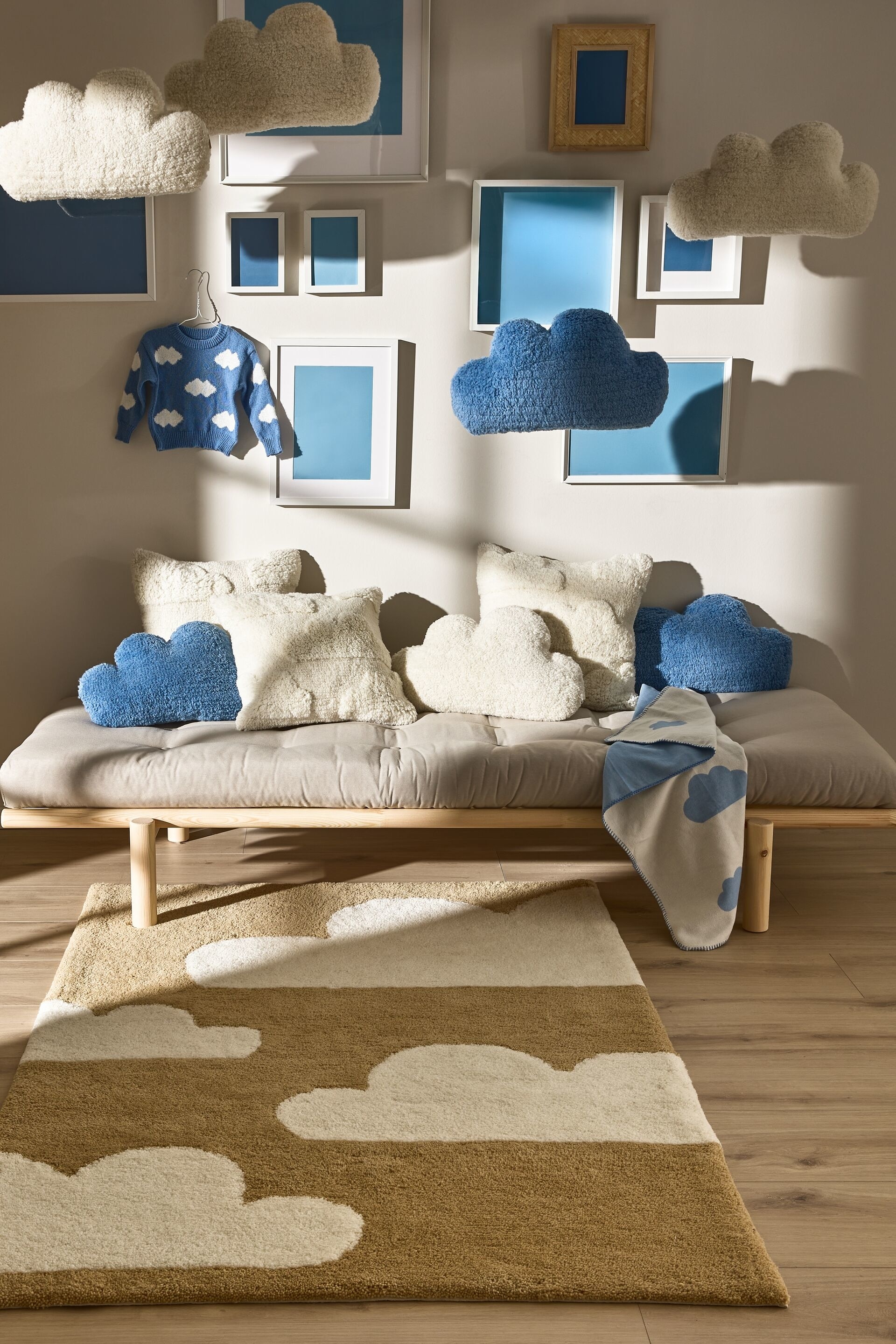 Lasten Matto Lumi - Kermanvärinen/beige/Sininen