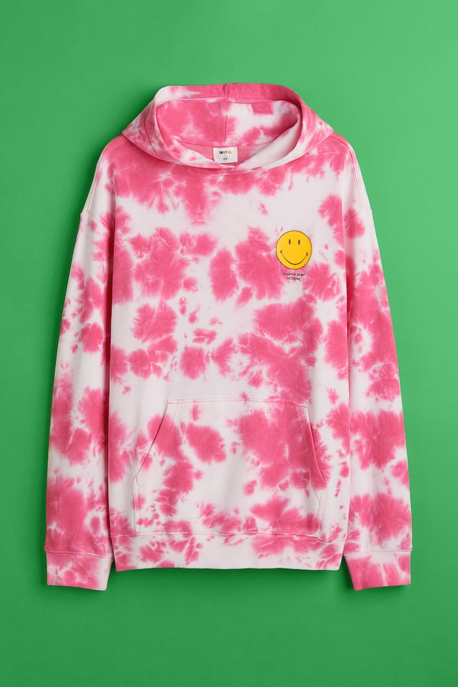 Relaxed Fit Patterned hoodie - Pink/Smiley® - 1