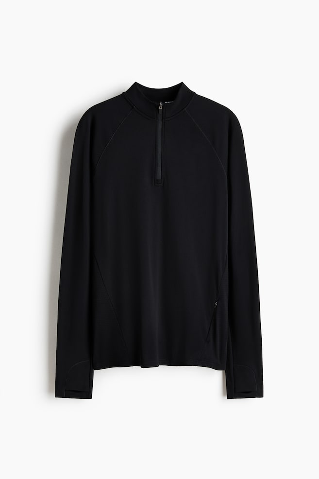 Seamless Half-Zip Sports Top with DryMove™ - Black/Burgundy - 1