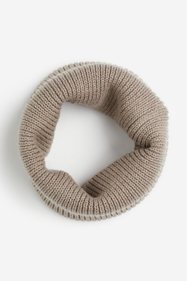 Rib-knit tube scarf - Mole/Light pink/Dark grey - 1